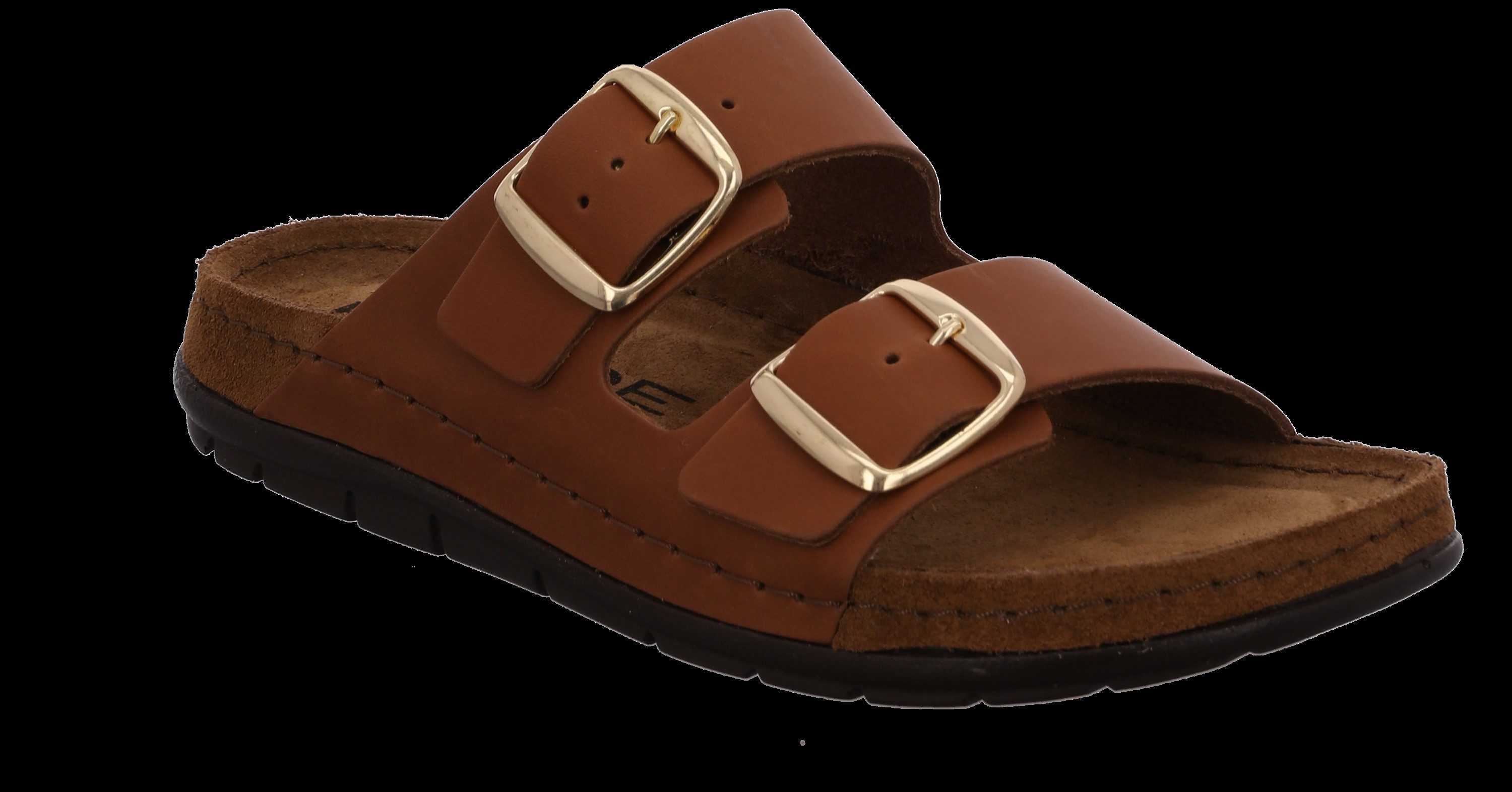 Rohde Softino 2 Band Leder Pantolette Cuoio mit weichem Fußbett Pantolette