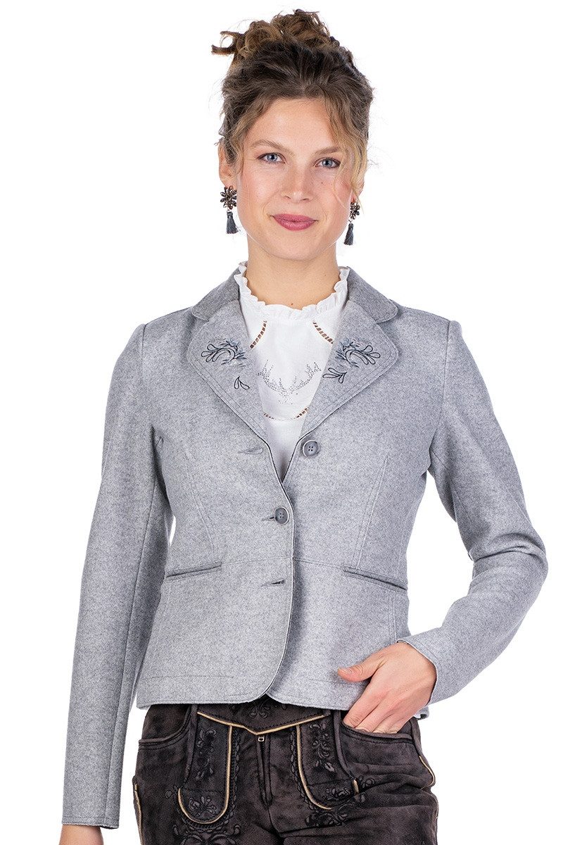 Spieth & Wensky Trachtenjanker Walkjacke Damen - FORMOSA - hellgrau