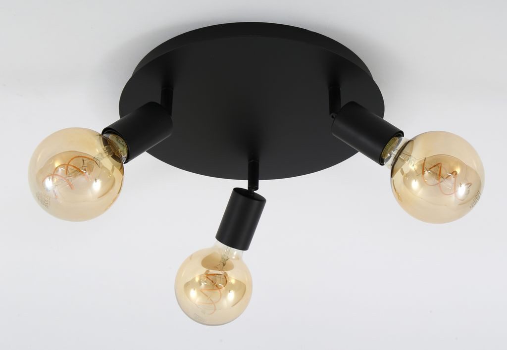 Briloner Leuchten Deckenleuchte Briloner 3er Spot Black Steel schwarz Ø 30 cm E27, Ohne Leuchtmittel, Nicht dimmbar nicht Smart Home-fähig ohne Bewegungsmelder