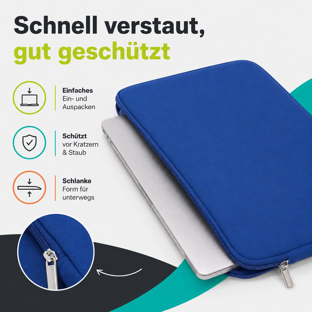 König Design Laptoptasche Universal Notebooktasche 15 Zoll Sleeve Tasche Hülle Laptop Case Cover, weiches Innenfutter zum Schutz vor Kratzern – Bild 5 von 5