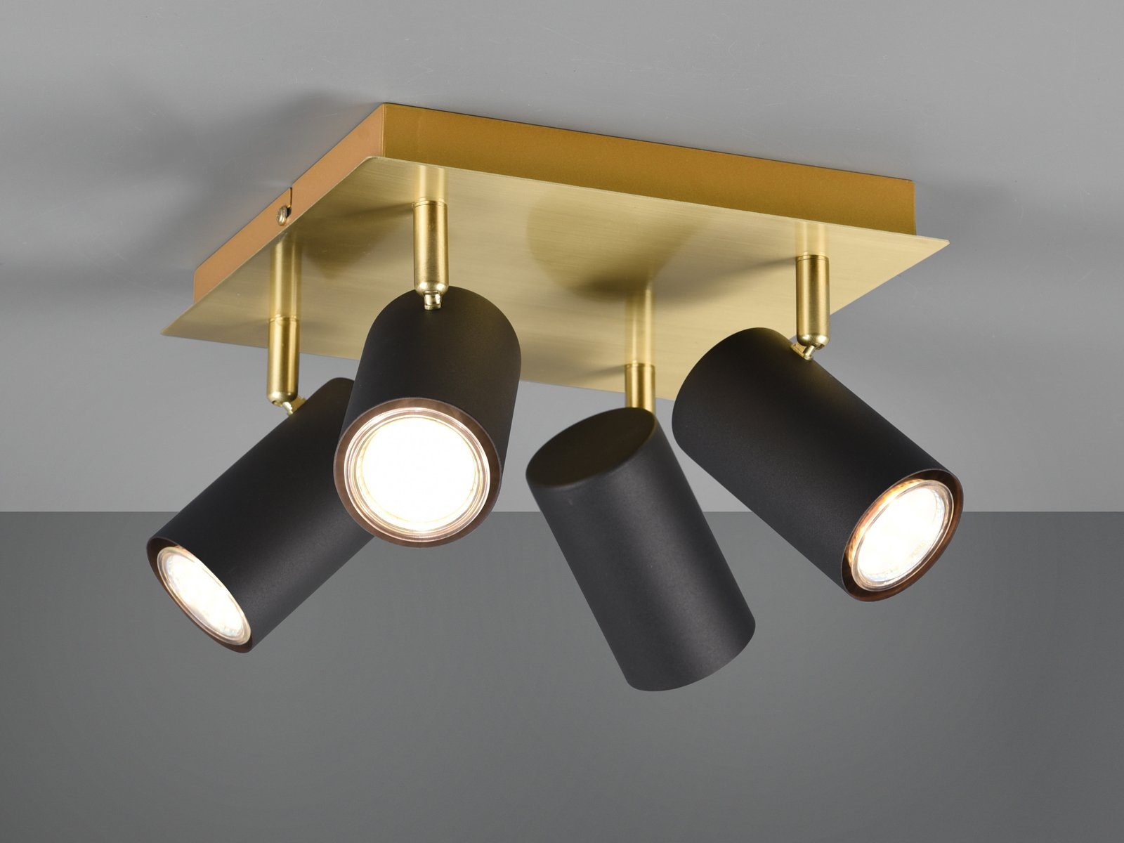 meineWunschleuchte LED Deckenstrahler, Dimmfunktion, LED wechselbar, Warmweiß, kleine Decken-lampe innen, stylische Lichtspots Schwarz Gold-en, Ø24cm