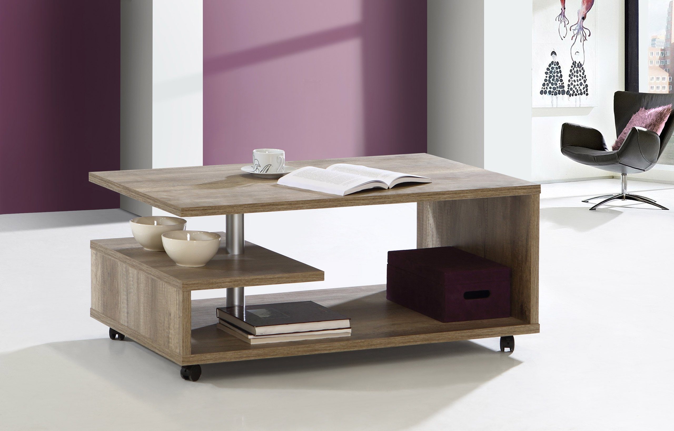 Newroom Couchtisch Eiche Antik 105 cm, Couchtisch Eiche Antik Modern Wohnzimmertisch Sofatisch Wohnzimmer