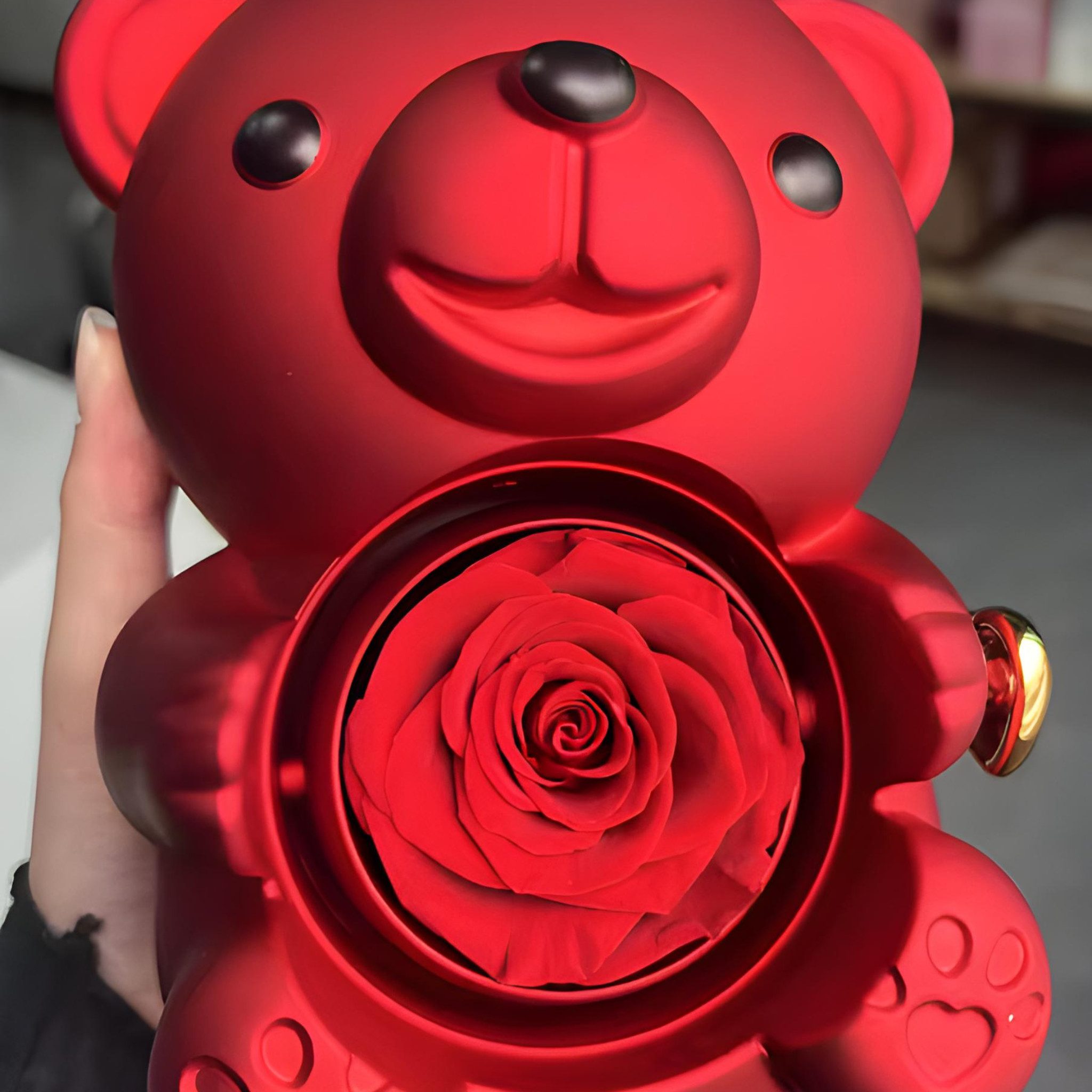 Kunstblume Ewige Rose Valentinstagsgeschenk, Rosenbär, Halskette mit Verpackung, NEXORA, Umfangreiches Geschenkset mit einer Halskette & ewigen Rose