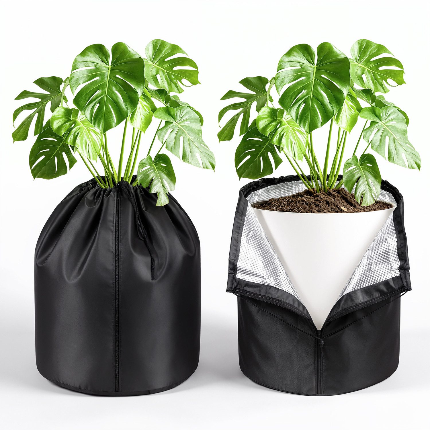 Clanmacy Winterschutzvlies 2er Winterschutz Pflanzen 50x45 cm Schwarz für Kübelpflanzen