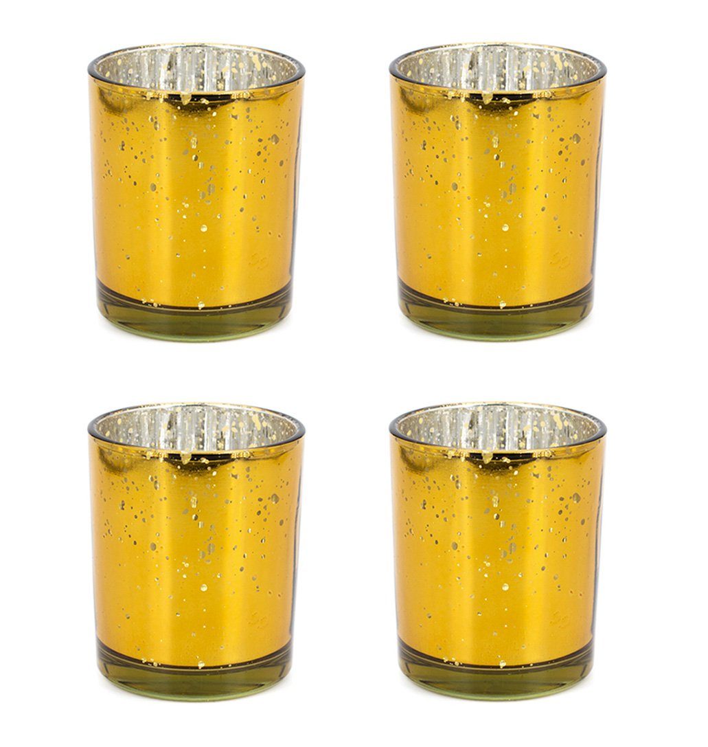 Creativery Teelichthalter, Teelichthalter Glas 6x7,2cm gold 4er Set