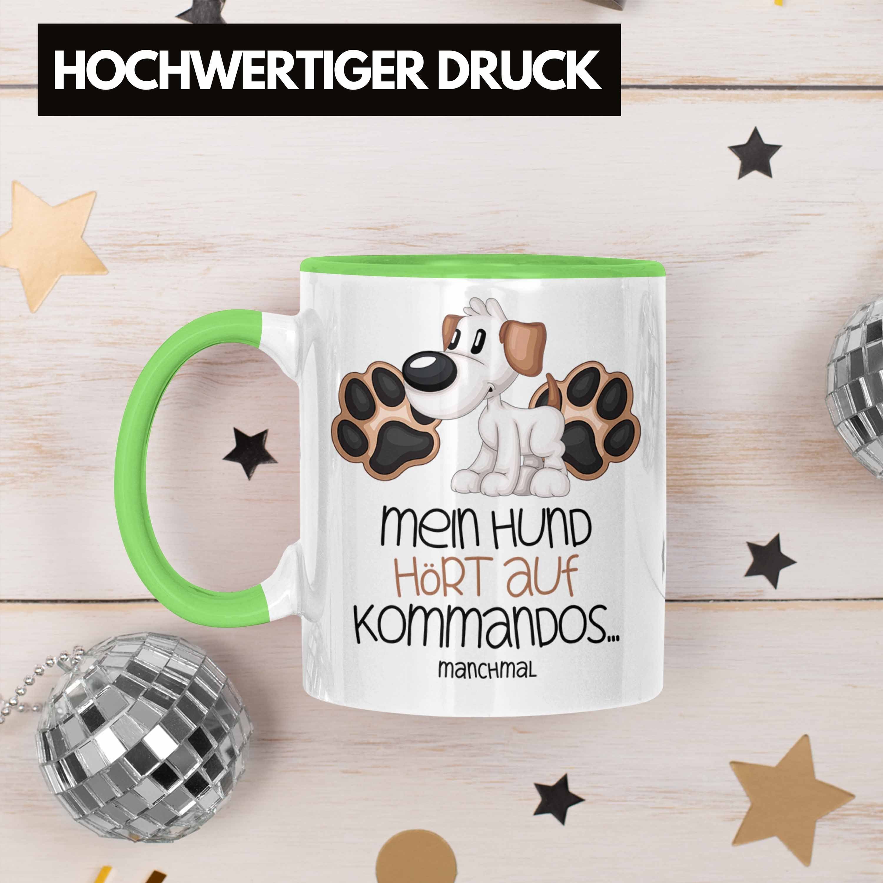 Tasse Auf Kommando Hund Mein Tasse Hundebesitzer Geschenk Kaffee-Becher Grün Trendation Hört