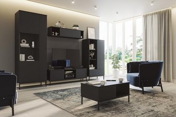 Beautysofa TV-Schrank Querty (modernes Sideboard für Wohnzimmer,mit Einlegeböden, weiße / schwarze / hikora) inklusive 1x Tür mit Push-to-Open-Methode