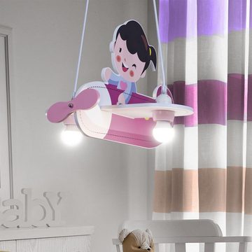 Globo Dekolicht, Leuchtmittel nicht inklusive, Hängeleuchte Flugzeug pink Kinderleuchte hängend Kinderzimmer