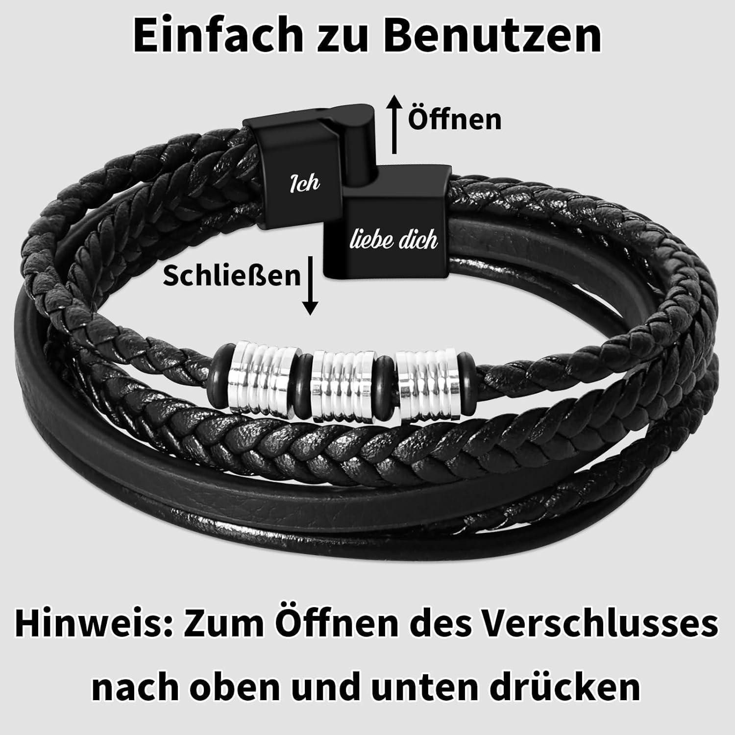 LuxusKollektion Lederarmband Lederarmband Papa Geschenk Vater Weihnachten Vatertag Sohn - 20.5cm – Bild 4 von 5