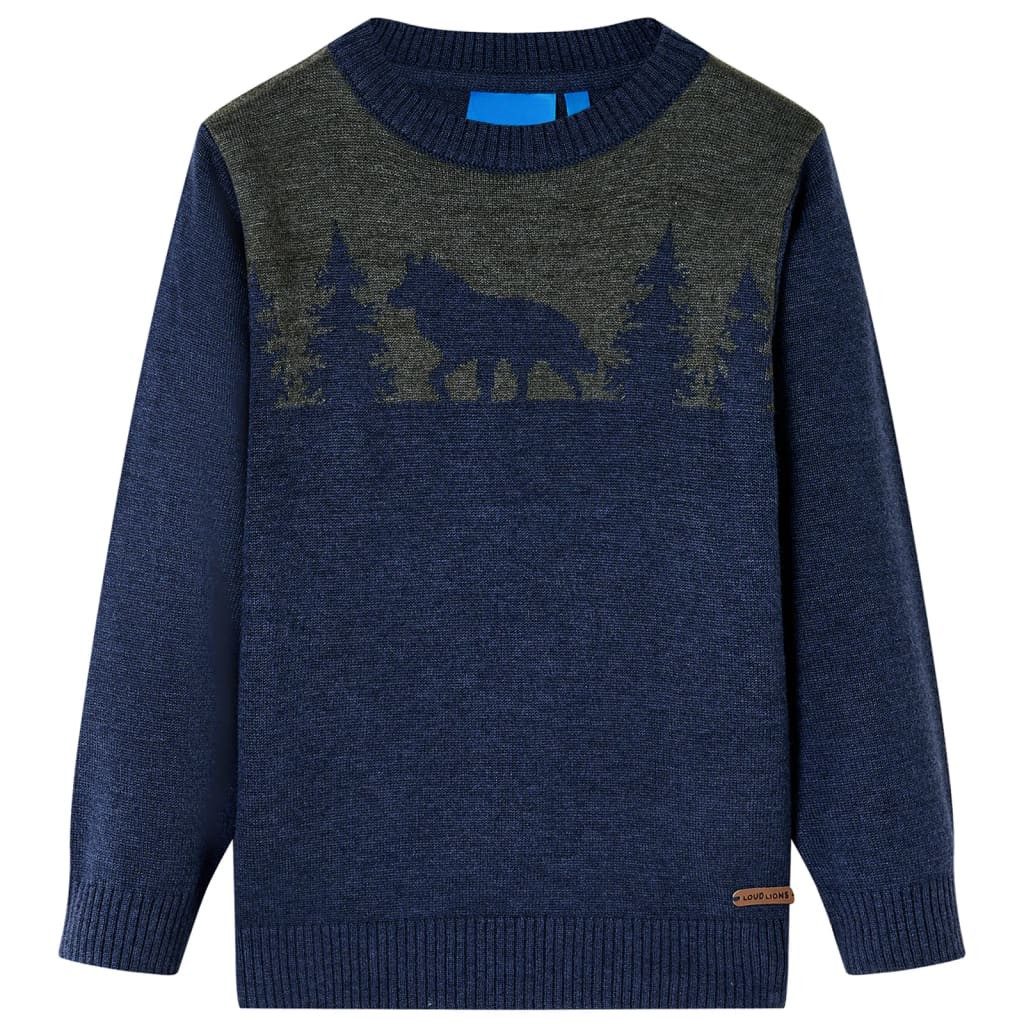 Rundhalspullover Kinderpullover Gestrickt Marineblau 128