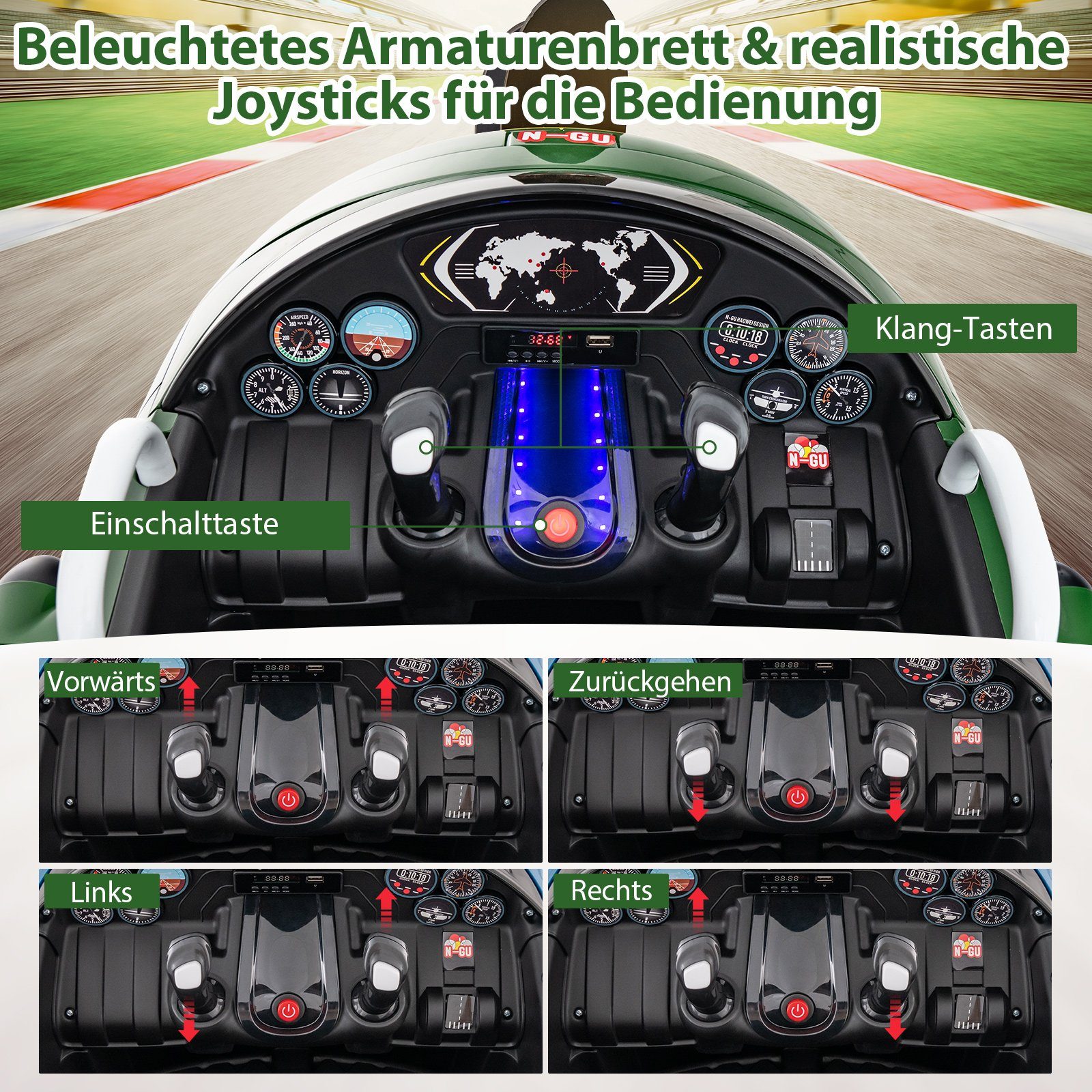 COSTWAY Electric Children's Car Electric Airplane with Propeller Airplane Toy