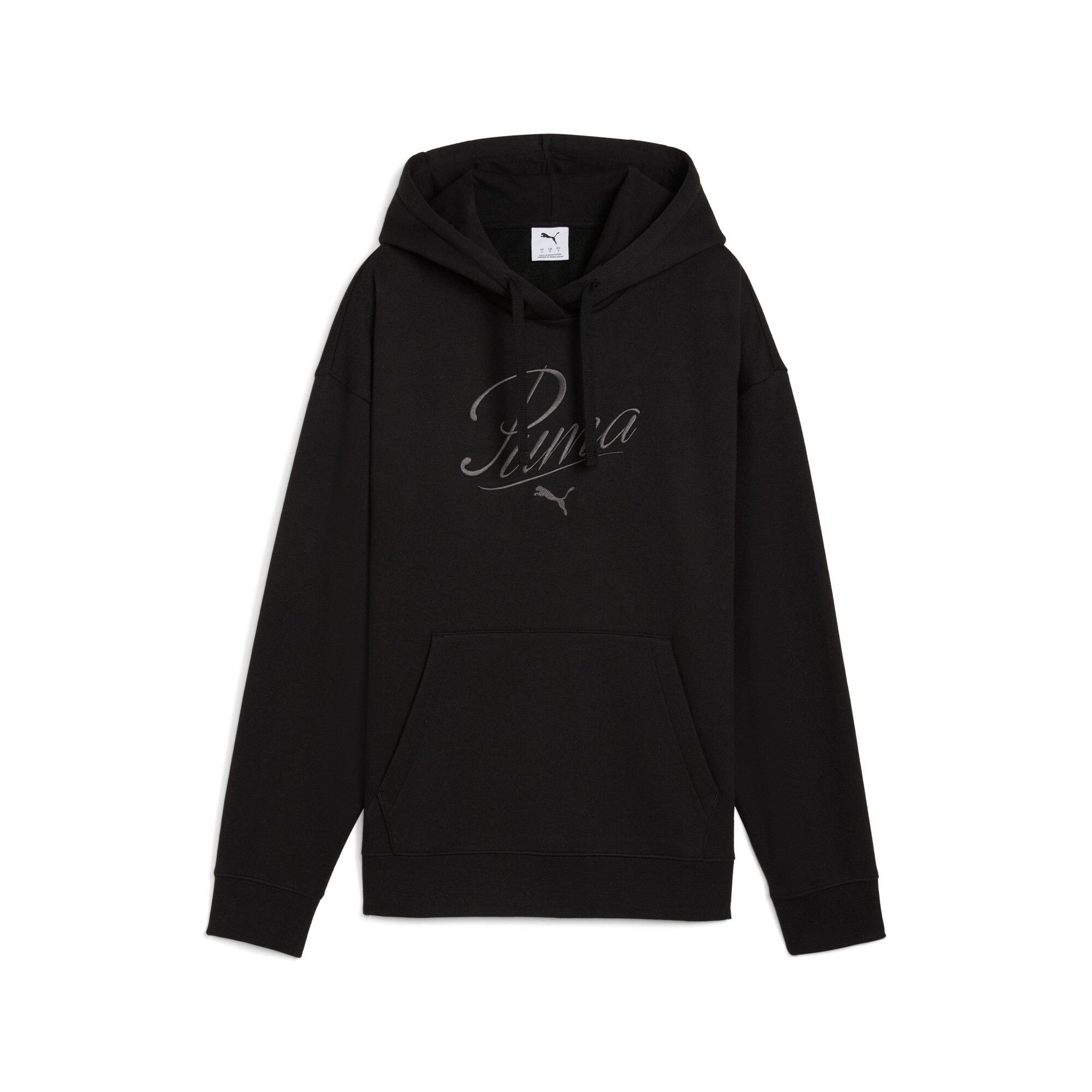 PUMA Kapuzensweatshirt ESS SCRIPT COMFORT HOODIE FL mit Kängurutasche, mit Print-Applikation, mit Rundhalsausschnitt – Bild 4 von 5