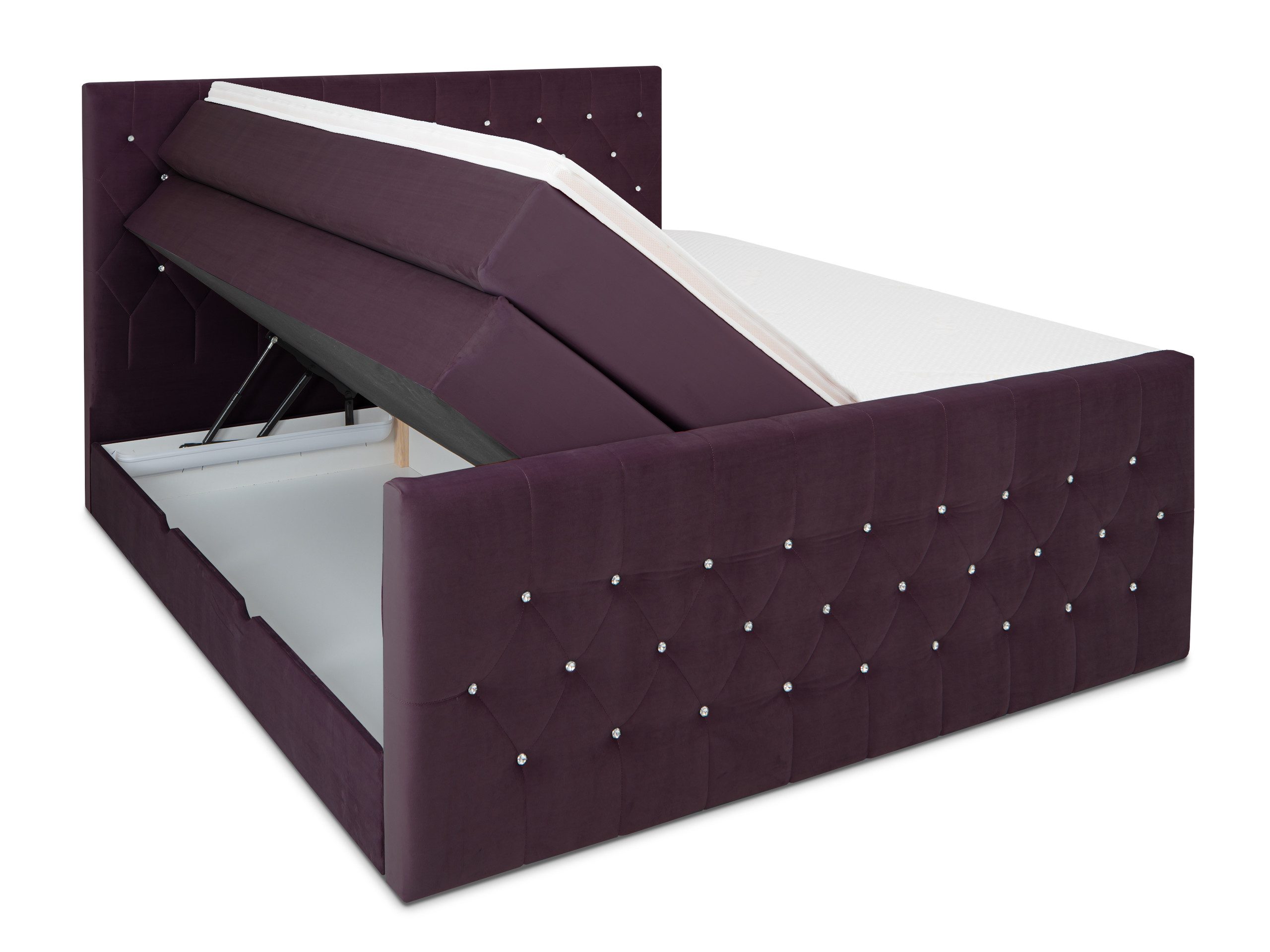 wonello Boxspringbett Sira, mit Bettkasten, Matratzen und wonello premium Topper, Samt + Kristalle