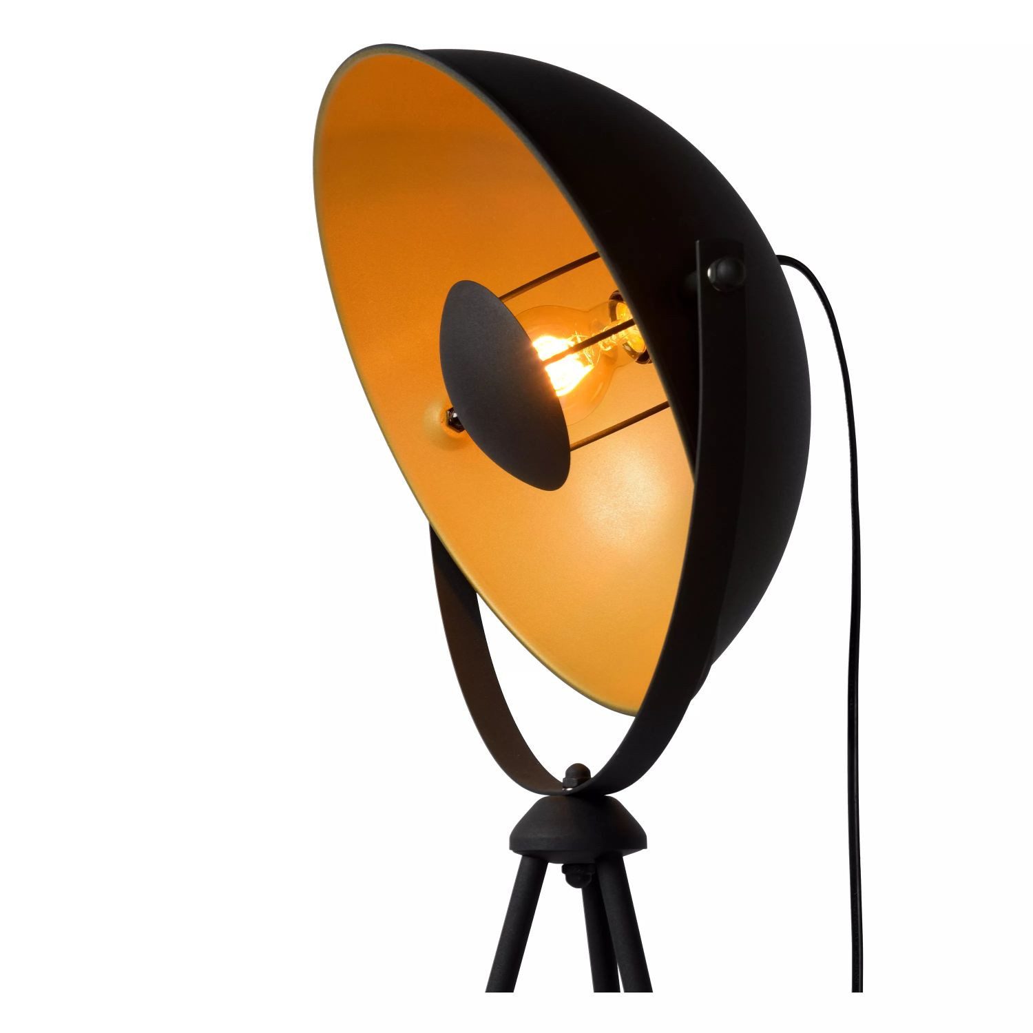 Licht-Erlebnisse Stehlampe HAXA, ohne Leuchtmittel, Metall 148 cm Dreibein in Schwarz Gold E27 Modern
