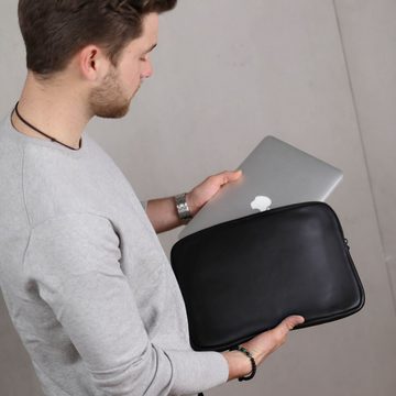 FEYNSINN Tablettasche »JASPAR«, Laptop-Hülle 13 Zoll echt Leder Unisex, Aktentasche schwarz