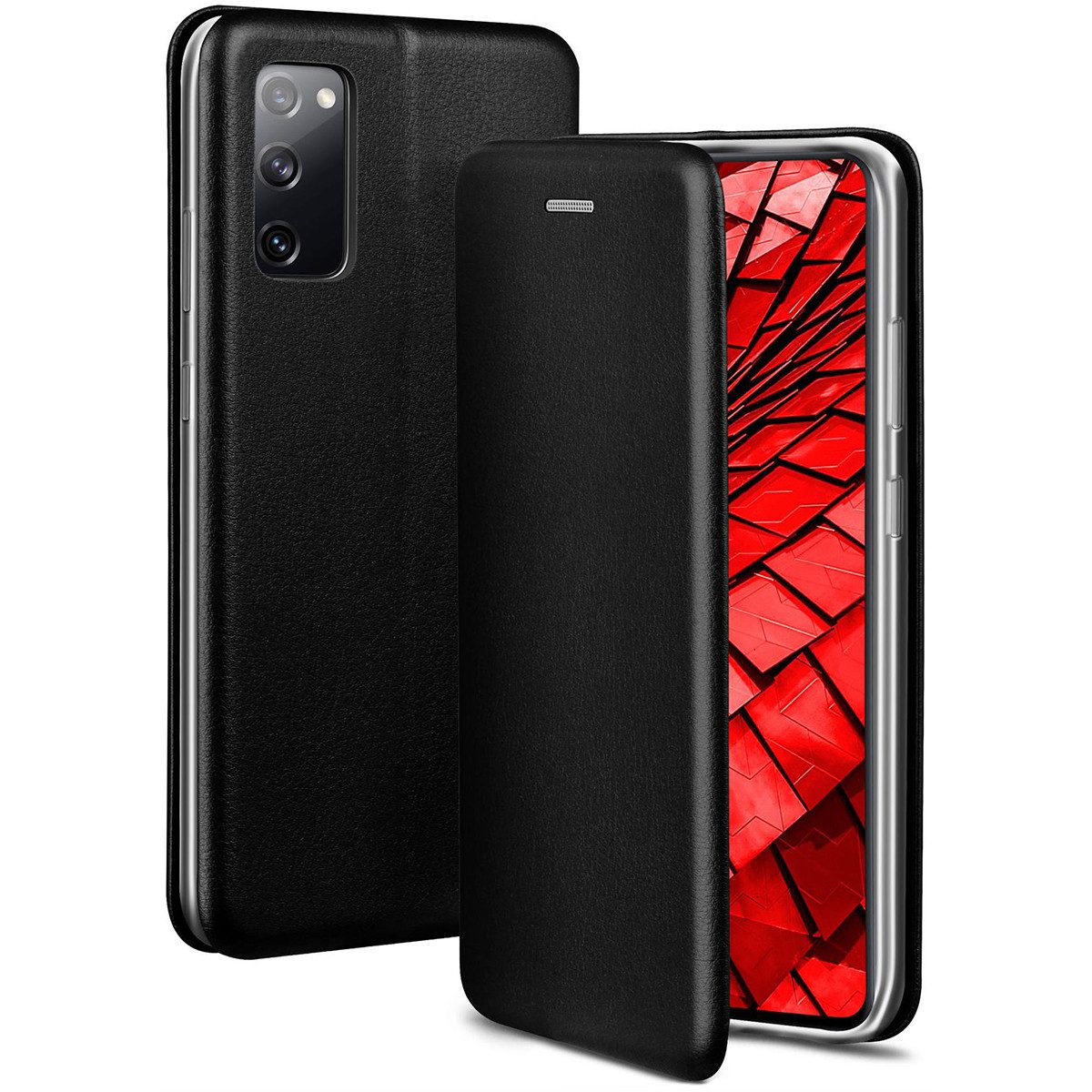ONEFLOW Handyhülle für Samsung Galaxy S20 FE Premium Hülle Business Cover Schwarz 6,5 Zoll, 360 Grad Schutzhülle Flip Case Etui Klapphülle Dünn Leder Handy Tasche
