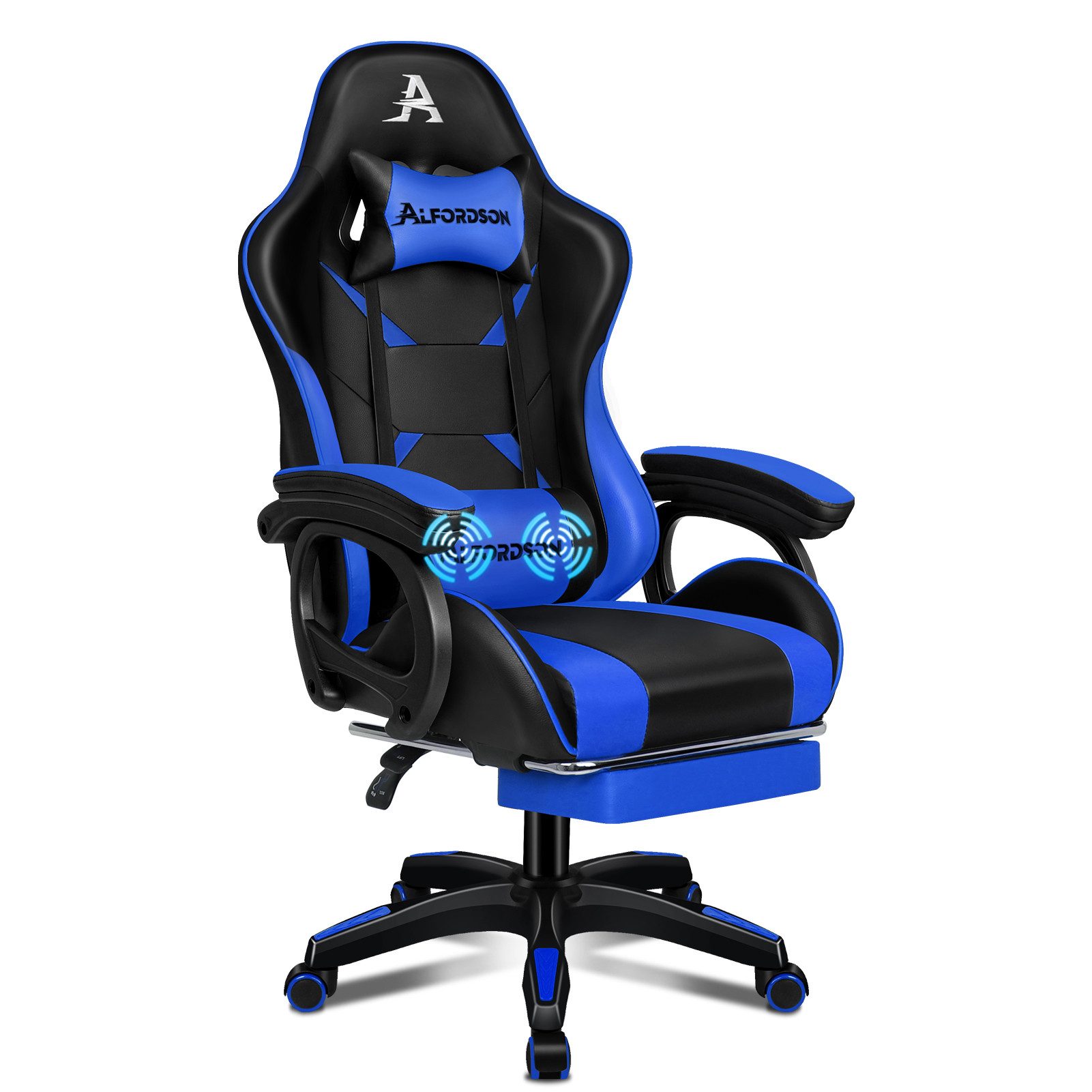 Gaming-Stuhl mit Massage, verstellbar, PU-Leder