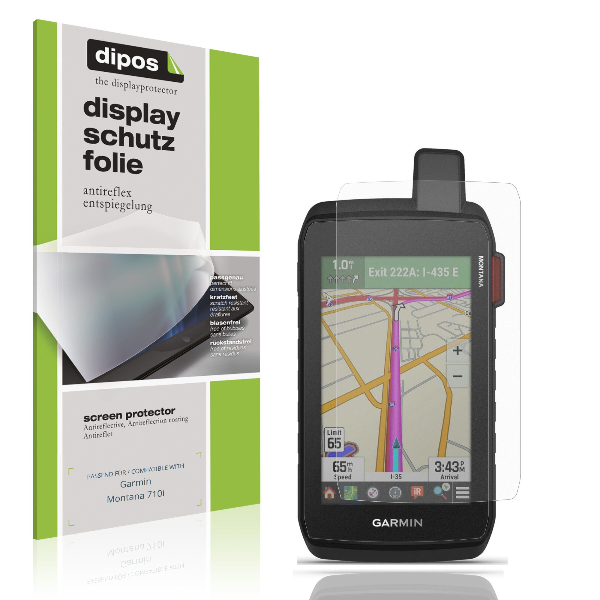 dipos Displayschutzfolie Schutzfolie für Garmin Montana 710i, 2 Stück, Displayschutz Schutz Folie Made in Germany