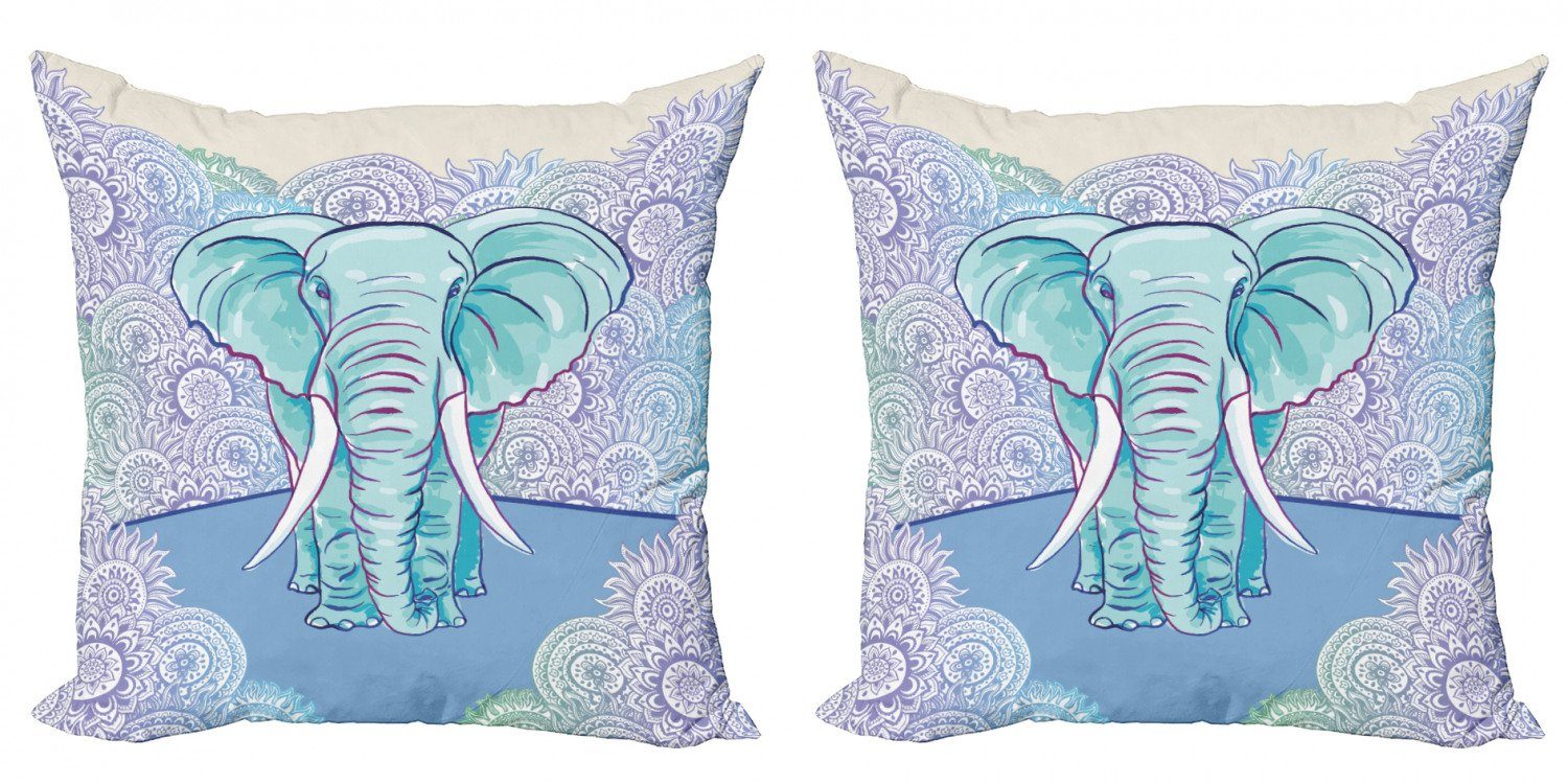 Abakuhaus Accent Modern Digitaldruck, Kissenbezüge Motive (2 Oval Elefant Stück), Doppelseitiger