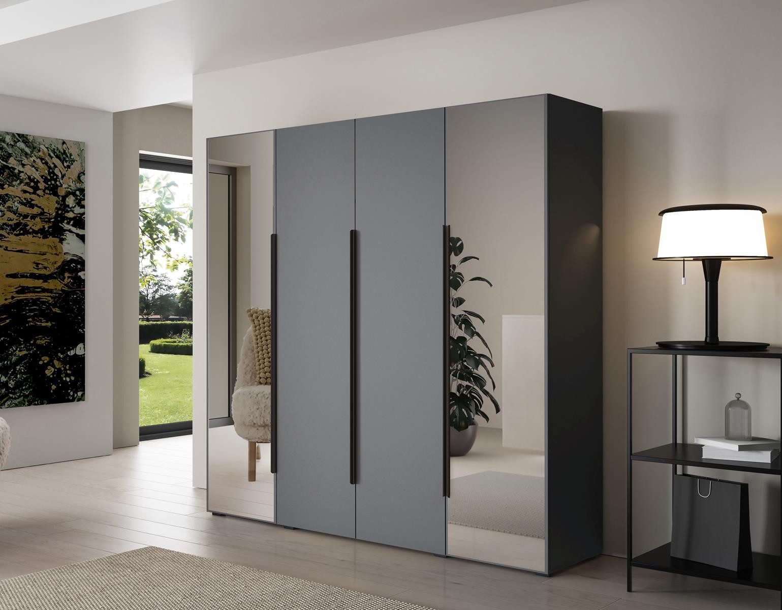 Compleo Kleiderschrank mit 4 Türen, Drehtürenschrank, Garderobenschrank mit günstig online kaufen