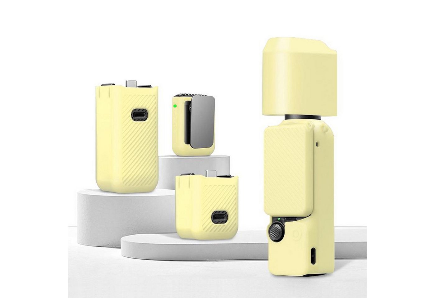 Wigento Für DJI OSMO Pocket 3 6-in-1 Silikon TPU Schutzset Cover Gelb Zubehör Drohne