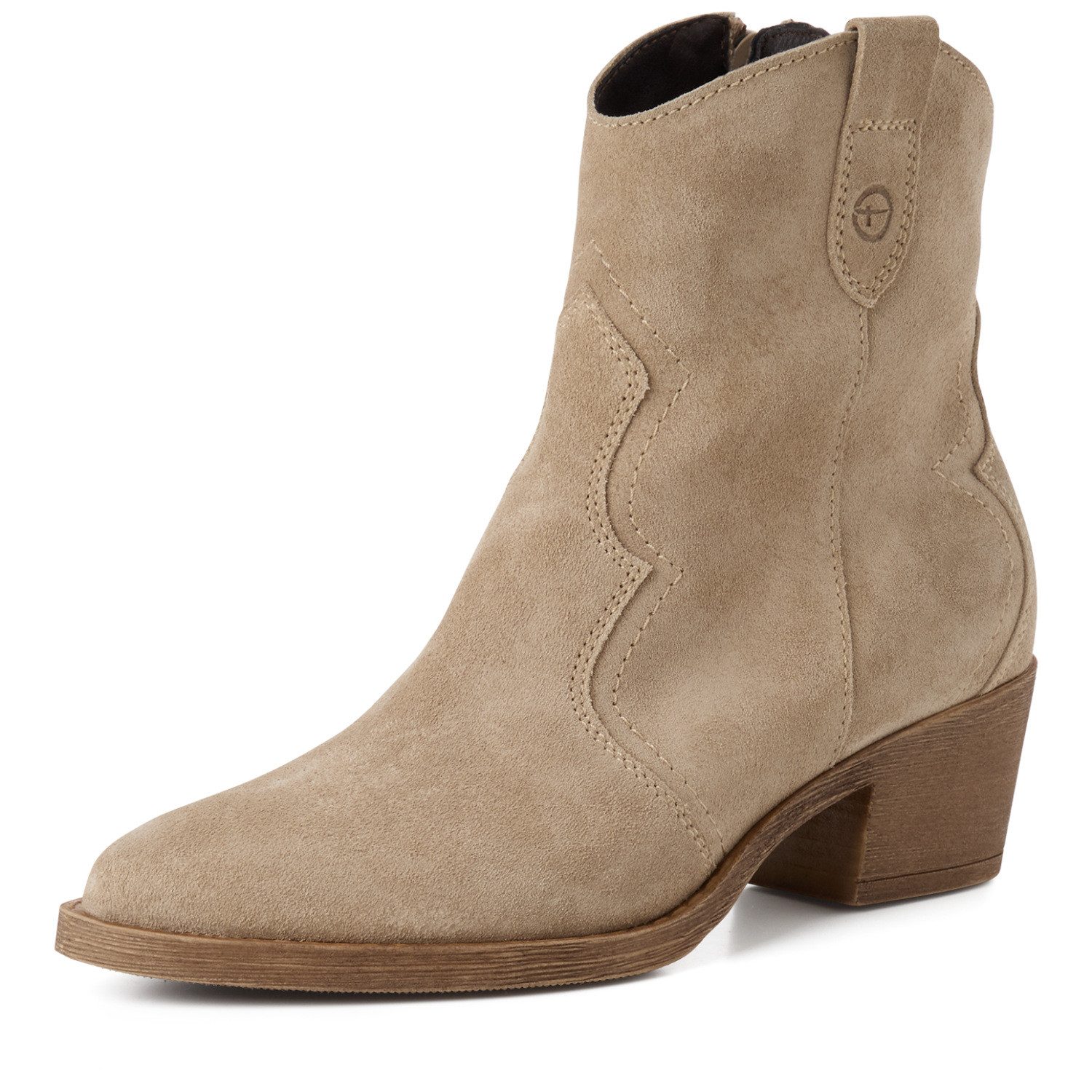 Tamaris Cowboy Stiefelette Blockabsatz, Festival, Western-Boots mit modischen Nähten