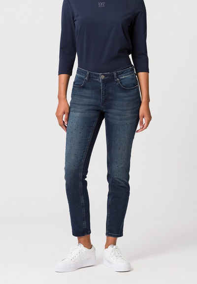 TUZZI Bequeme Jeans mit Washed-out-Effekt und Glitzersteinen
