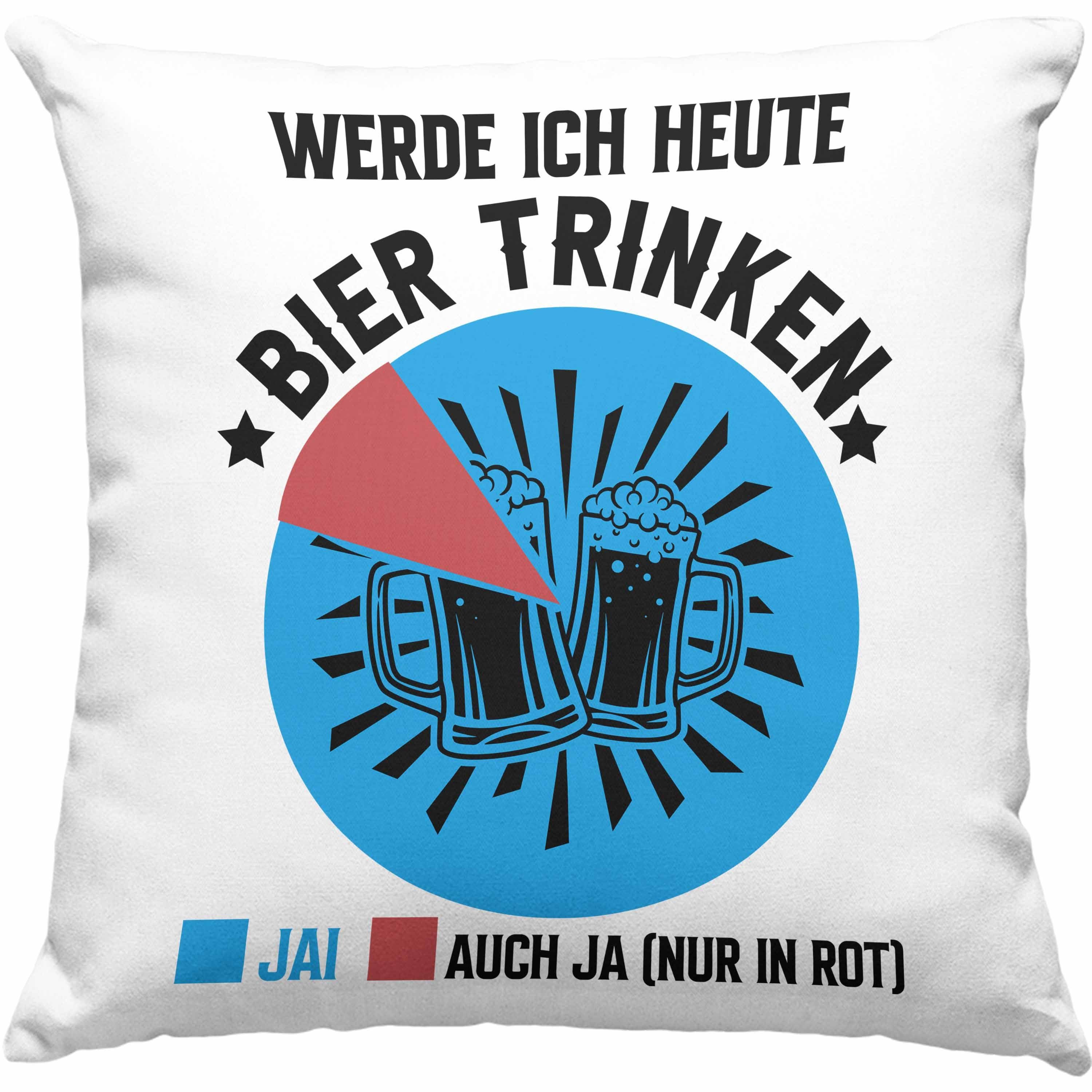 Trendation Dekokissen Trendation - Bier Trinker Kissen Geschenk Kaffeetasse mit Spruch für Bier-Liebhaber Dekokissen mit Füllung 40x40 Grün