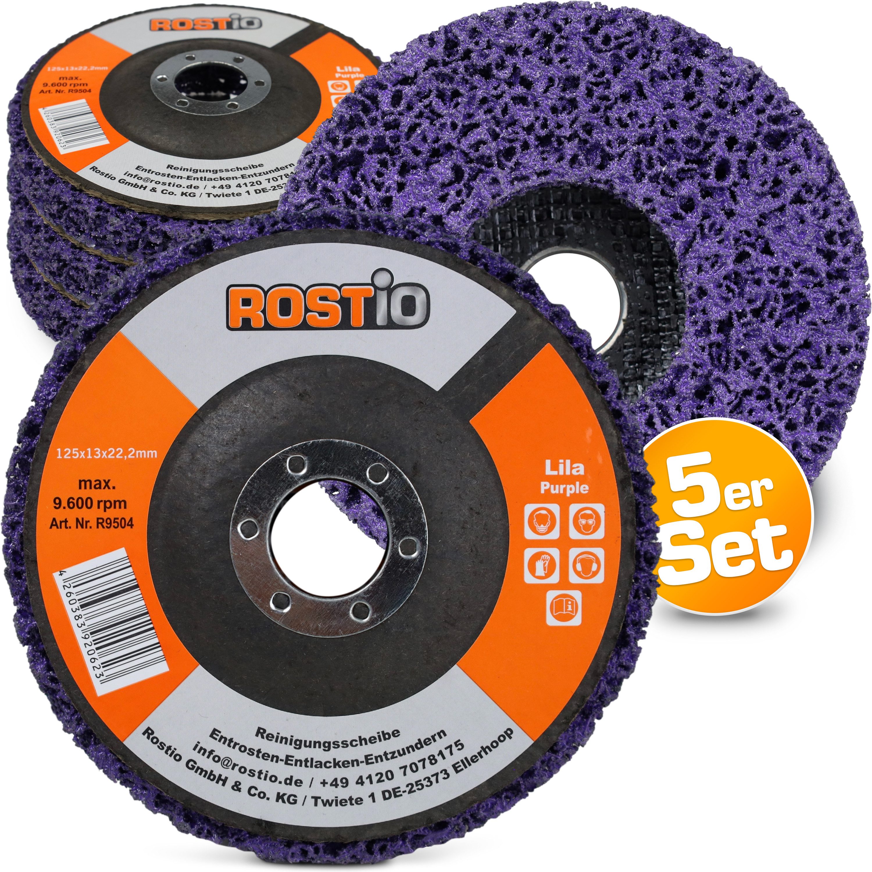 Rostio Schleifscheibe 5 x CSD Scheibe für Winkelschleifer, lila, 125 mm Reinigungsscheibe, (5 St)