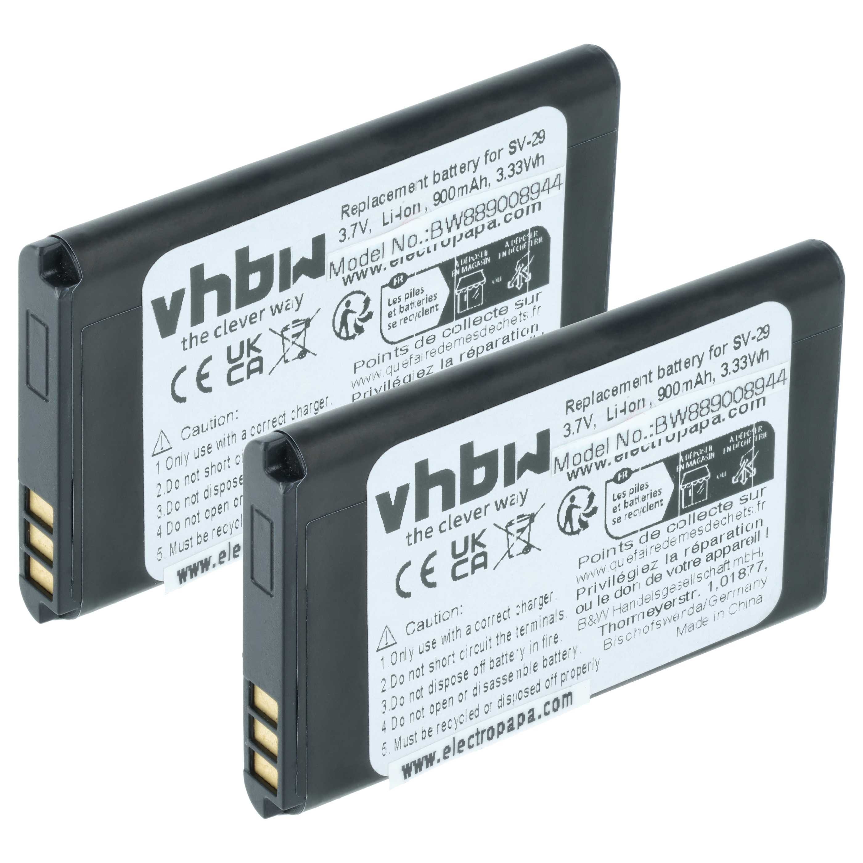 vhbw Akku Ersatz für CAT 1ICP5/3450 1S1P für Babyphone (900 mAh, 3,7 V, Smartphone-Akku Akku Li-Ion 900 mAh (3,7 V, 2 St), Leistungsfähige Austausch-Akkus für Telefon, Smartphone