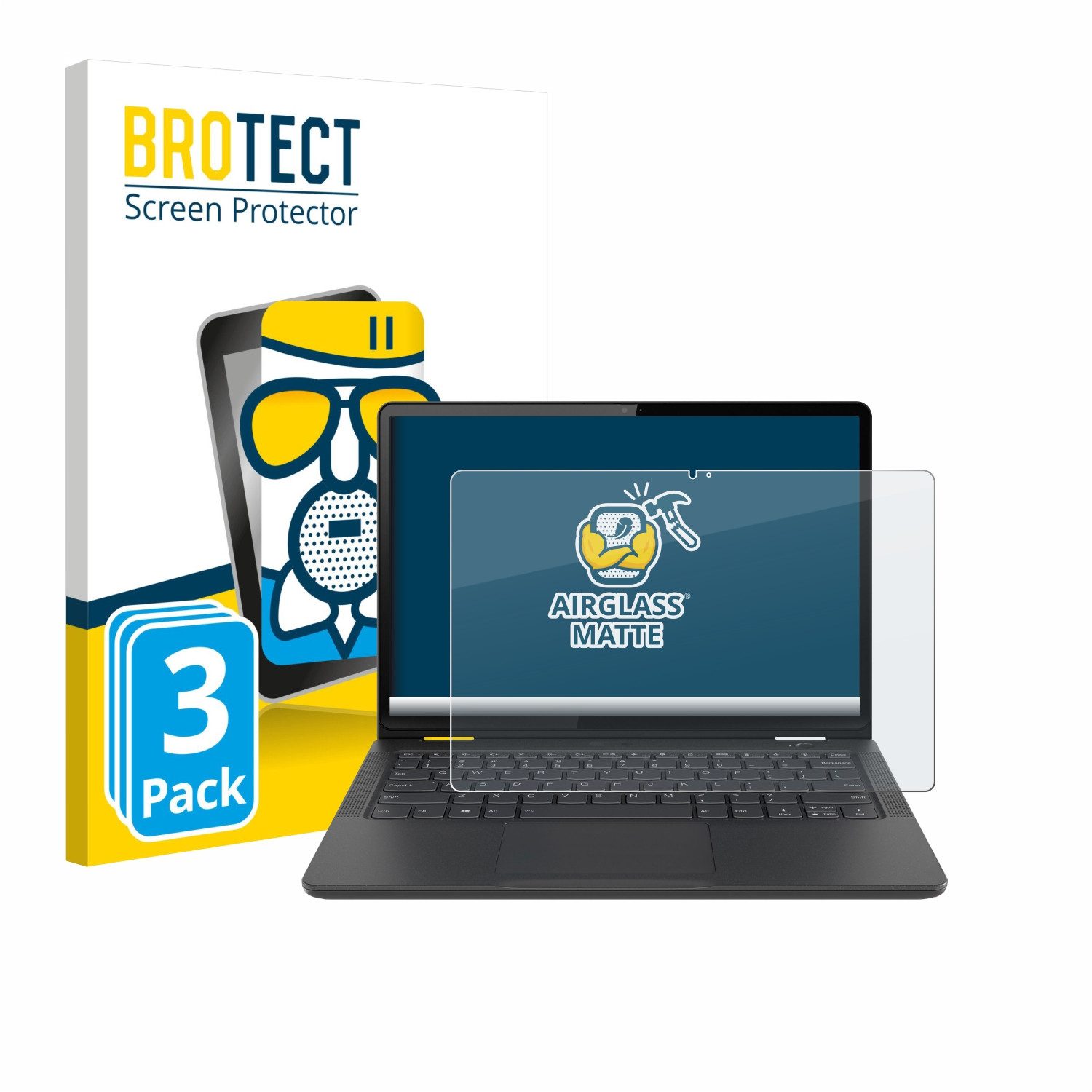 BROTECT Displayschutzglas Folie für Lenovo 13w Yoga Gen 2, 3 Stück, Schutzfolie Glas Panzer Display Schutz matt