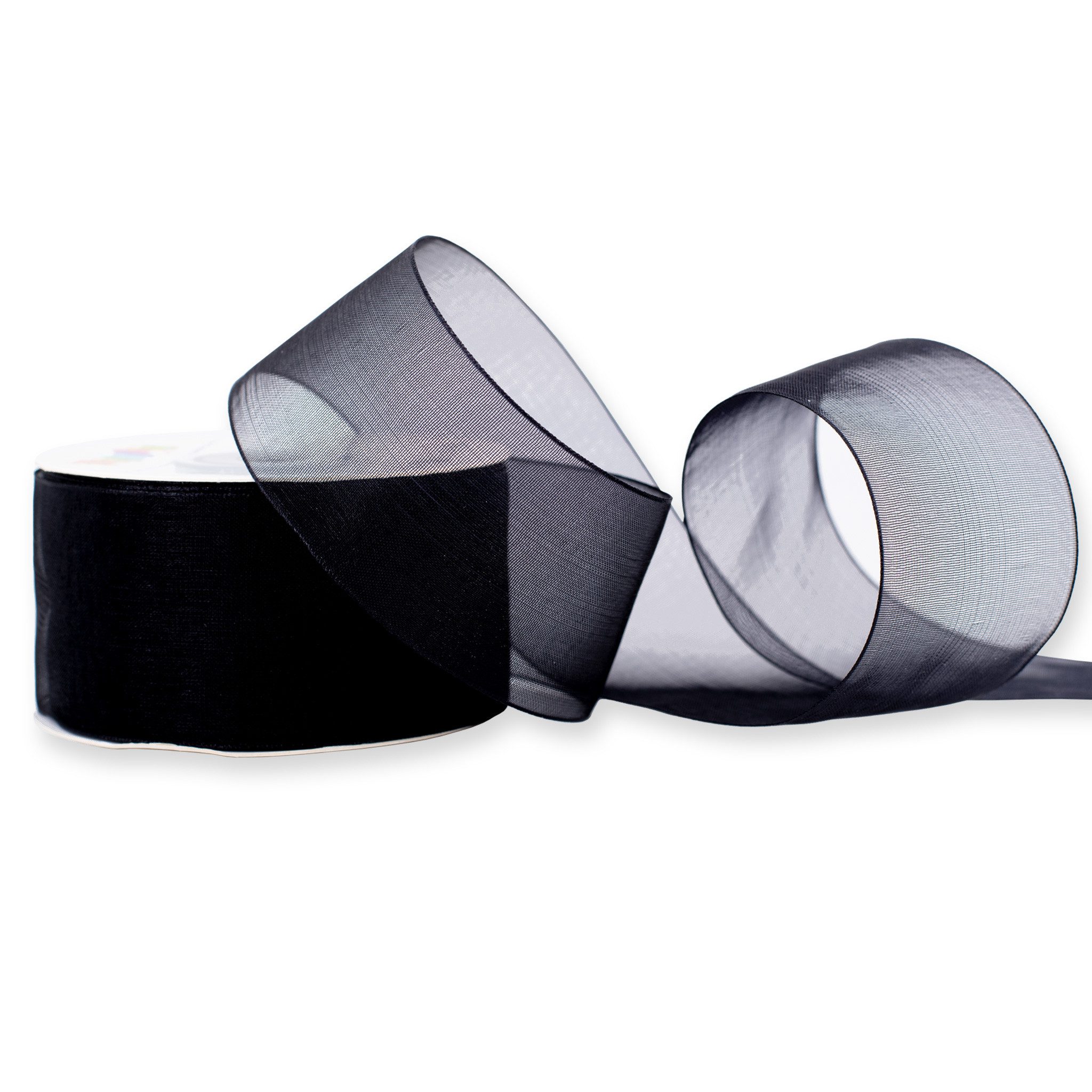 Creativery Organzaband, Organzaband 38mm x 25m Rolle Schwarz