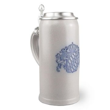 Bavariashop Bierkrug PREMIUM Bierkrug "Bayern" schlank • 0,5 Liter, Steinzeug