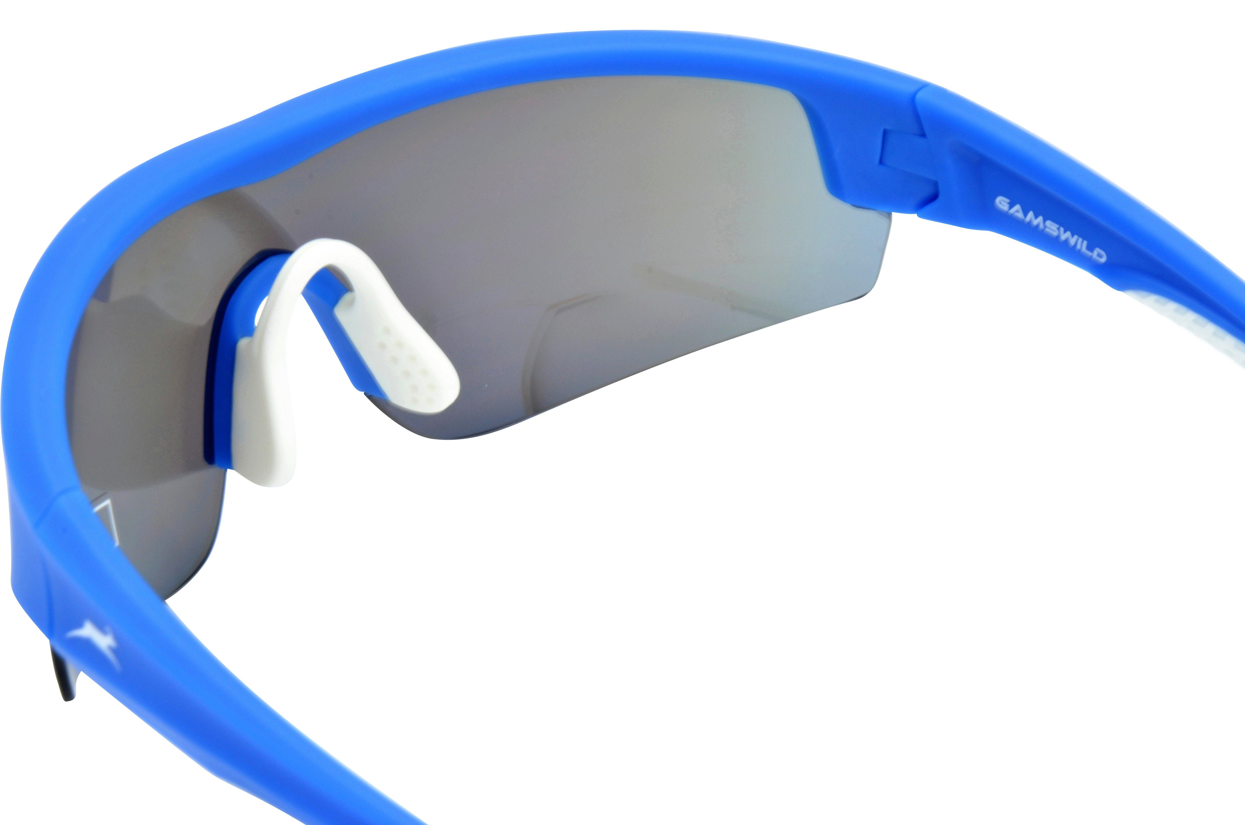 Gamswild Sportbrille WS2436 blau, Skibrille, schwarz, Fahrradbrille Sonnenbrille Herren TR90 Damen weiß