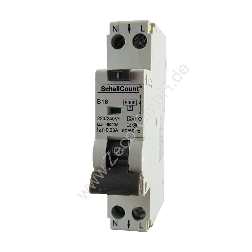 Schalter FI-LS Schalter Fehlerstromschutzschalter 2-polig, B16A - 30mA, 1TE