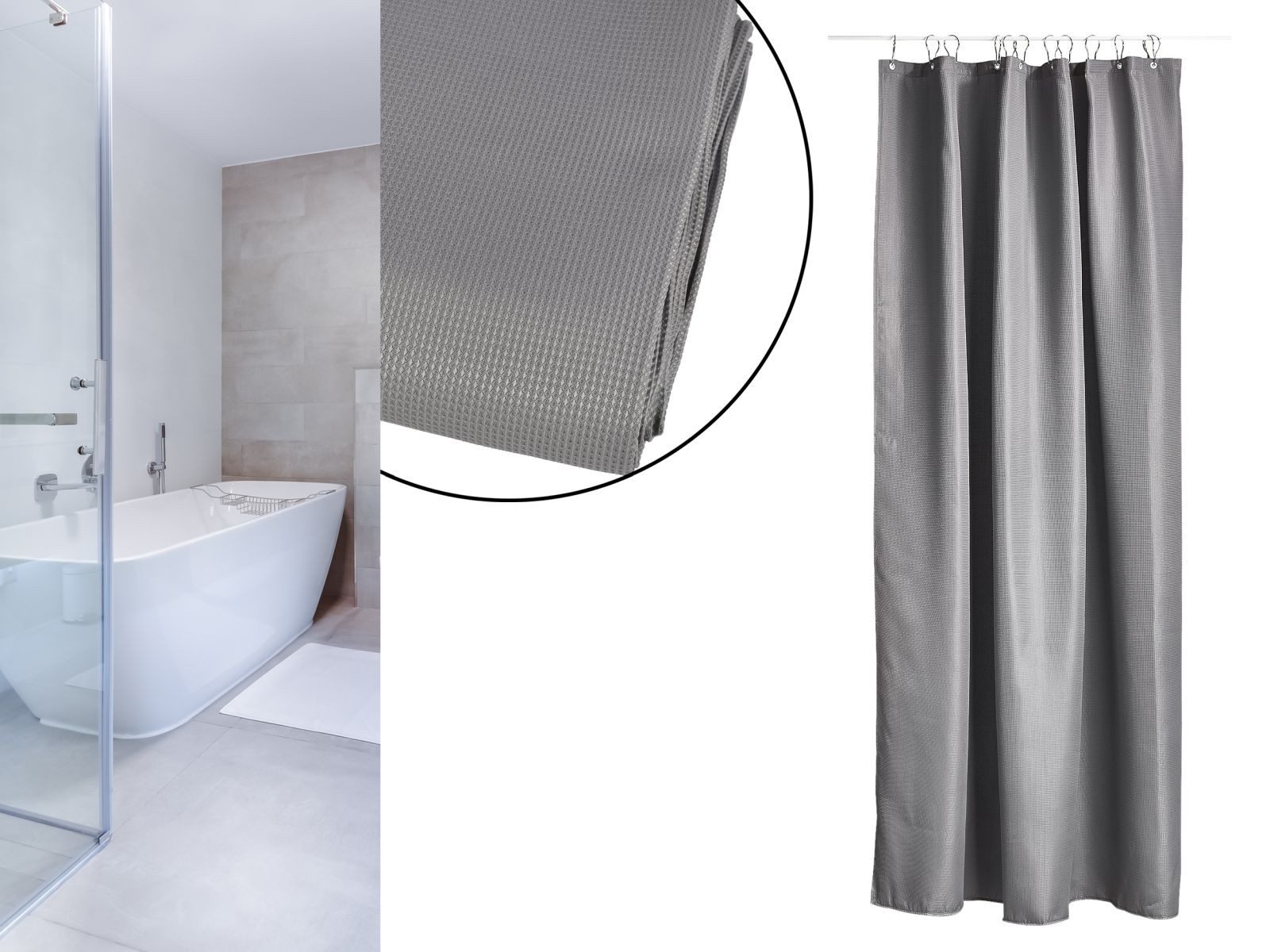 Zone Denmark Duschvorhang LUX Breite 180 cm, Höhe 200 cm, luxuriöser schwerer Stoff