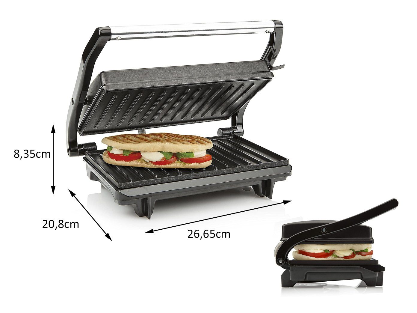 Tristar Kontaktgrill, 700 W, Kleiner Elektro Kontaktgrill Low fat
