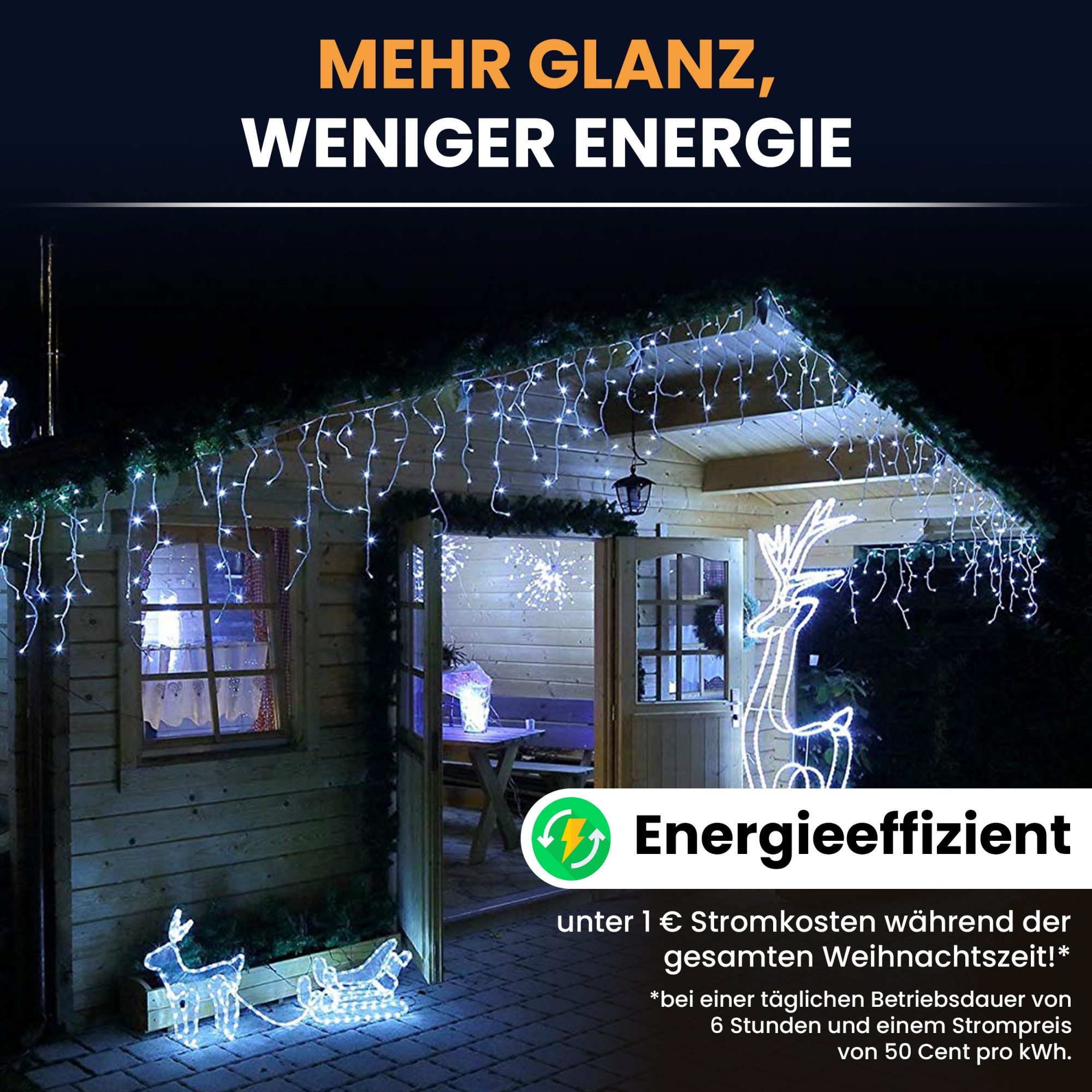 Gartenpirat LED-Lichterkette Eisregen LED-Beleuchtung Weihnachtsdeko für außen mit Timerfunktion, 4,2 m