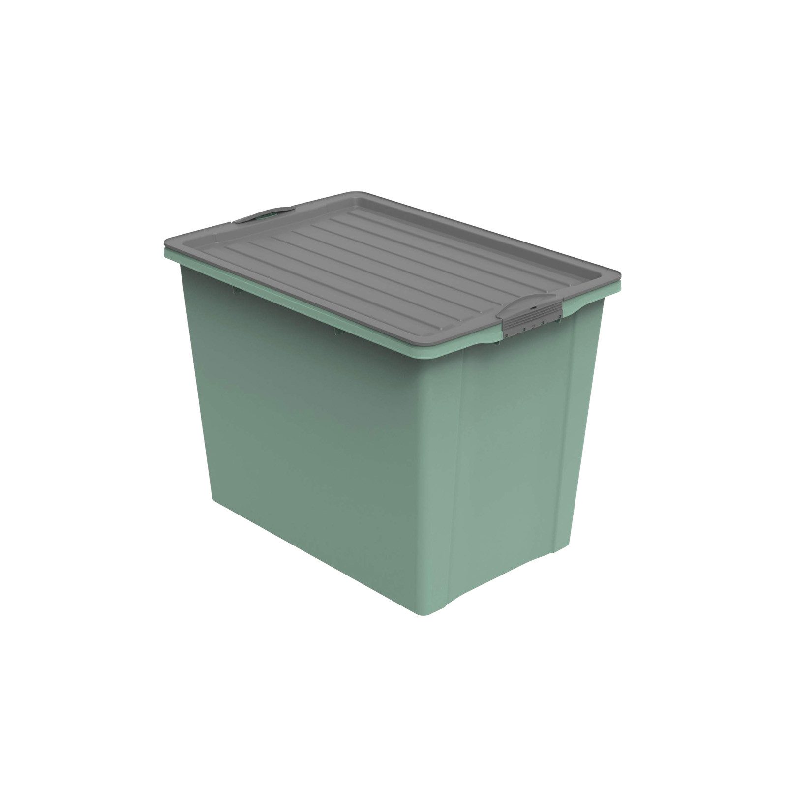 ROTHO Aufbewahrungsbox COMPACT stapelbare 70l Aufbewahrungskiste mit Deckel und Rollen (Aufbewahrungsset)