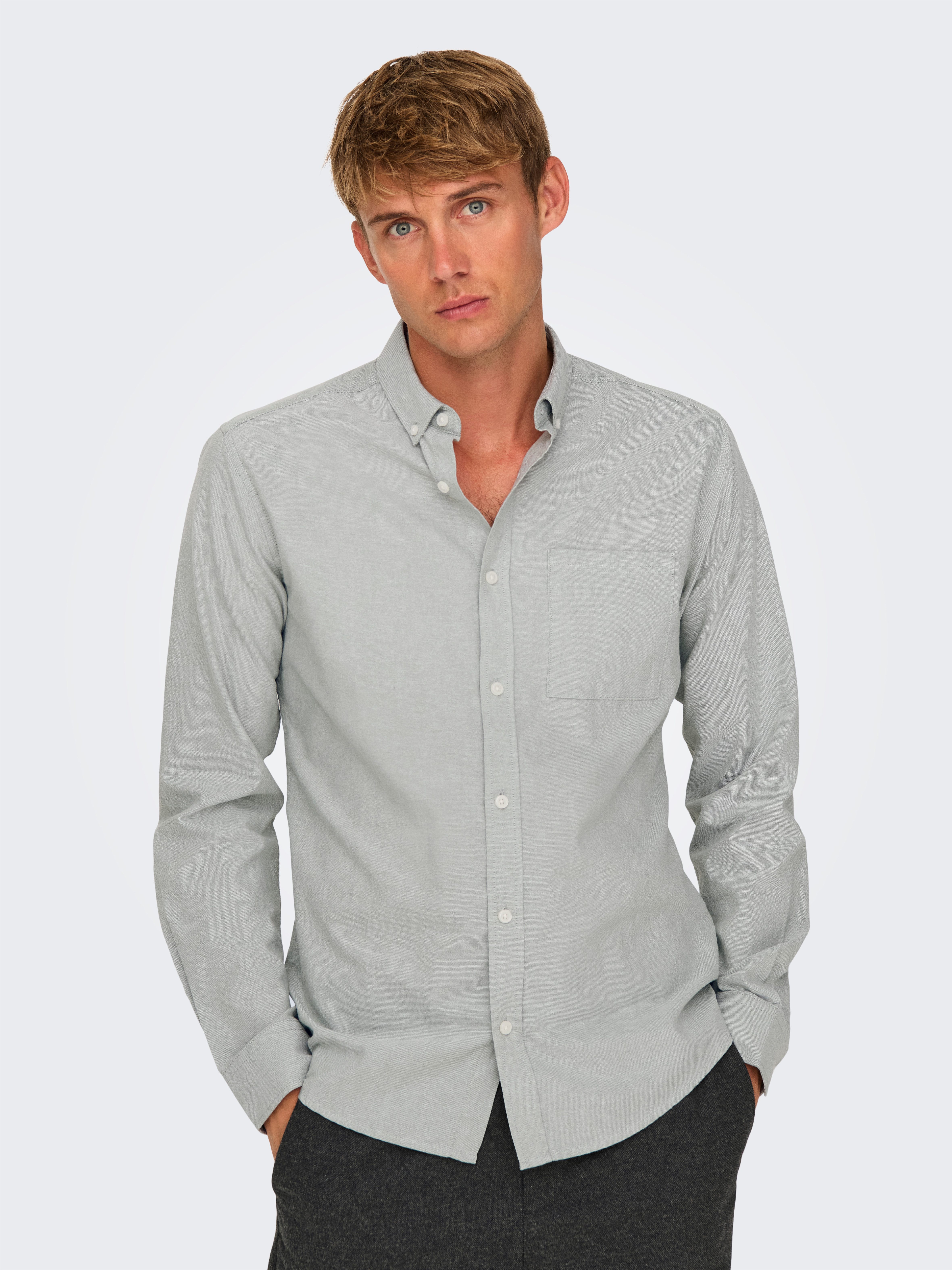 ONLY & SONS Langarmhemd ONSALVARO SLIM LS OXFORD SHIRT NOOS