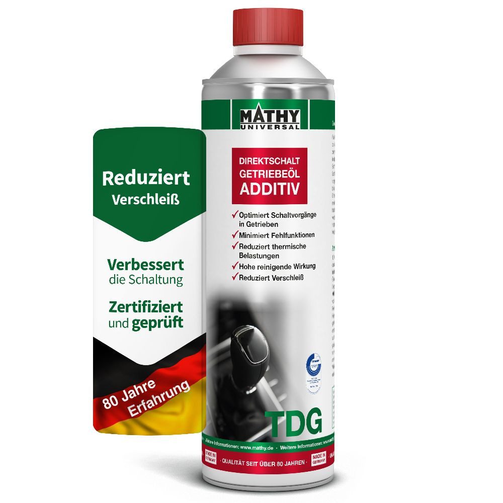 MATHY Getriebezusatz MATHY-TDG Direktschalt-Getriebeöl-Additiv 500 ml, 0,5 l, (1-St) Einsetzbar in allen DSG-Getriebe-Ölen