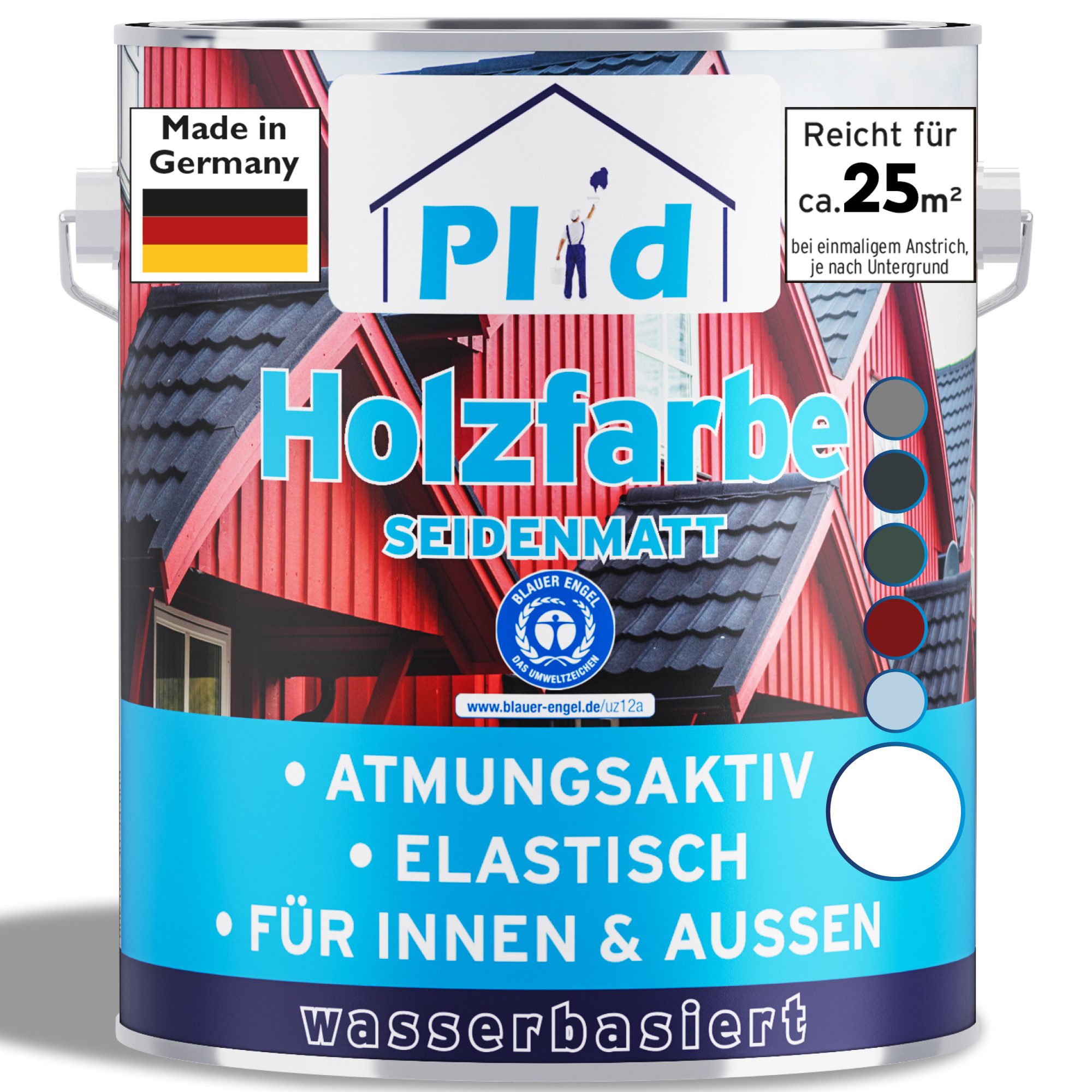 plid Holzlack Holzfarbe Holzlack Schwedenhausfarbe Landhausfarbe Dauerschutzfarbe, Schnelltrocknend, verarbeitungsfertig