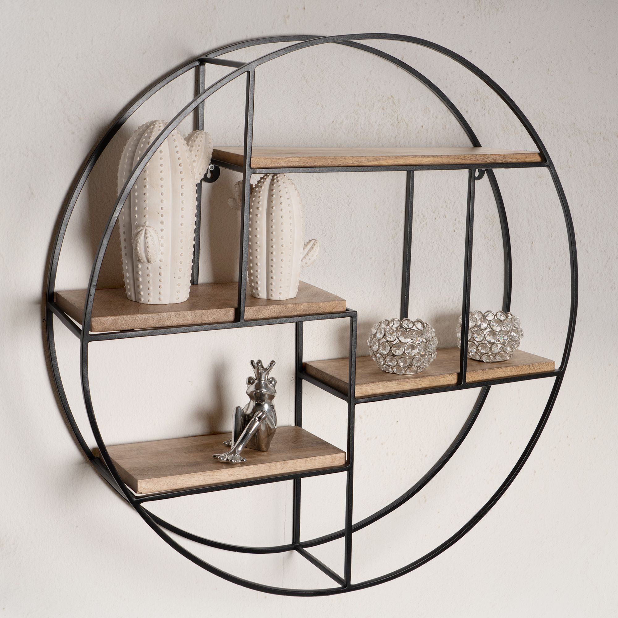 FINEBUY Wandregal FB92220 Hängeregal Holz Metall 70x70x18cm Hängeregal Rega günstig online kaufen