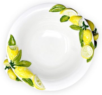 Lashuma Kombiservice Zitrone (2-tlg), Keramik, Salatschüssel rund Ø 26 cm und ovaler Obstteller 34x19 cm