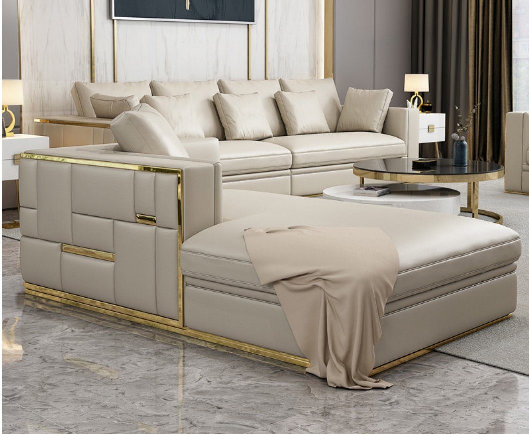 JVmoebel Sofa Design Luxus Sofagarnitur Set Garnituren Leder Polster Möbel