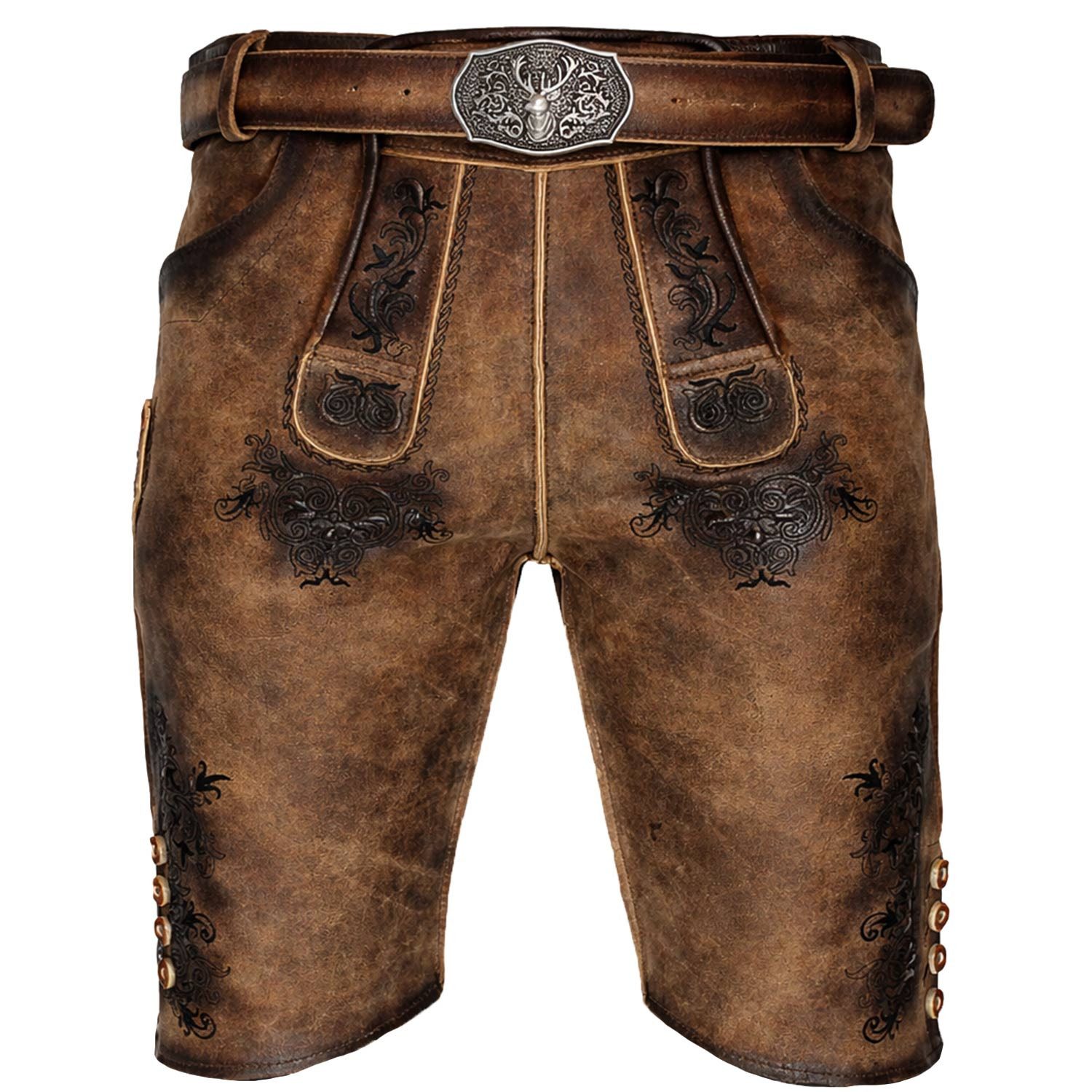 Maddox Trachtenlederhose MADDOX Kurze Herren Lederhose 'Altrei' mit Gürtel