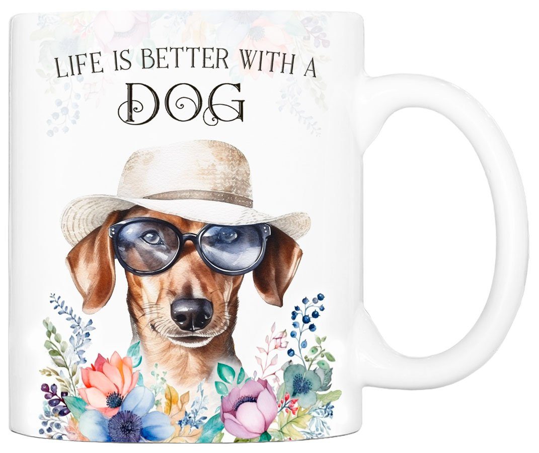 ml - Geschenk, für Kaffeetasse Hunderasse, KURZHAARDACKEL beidseitig Hundefreunde, handgefertigt, Keramik, Tasse mit Cadouri 330 bedruckt,