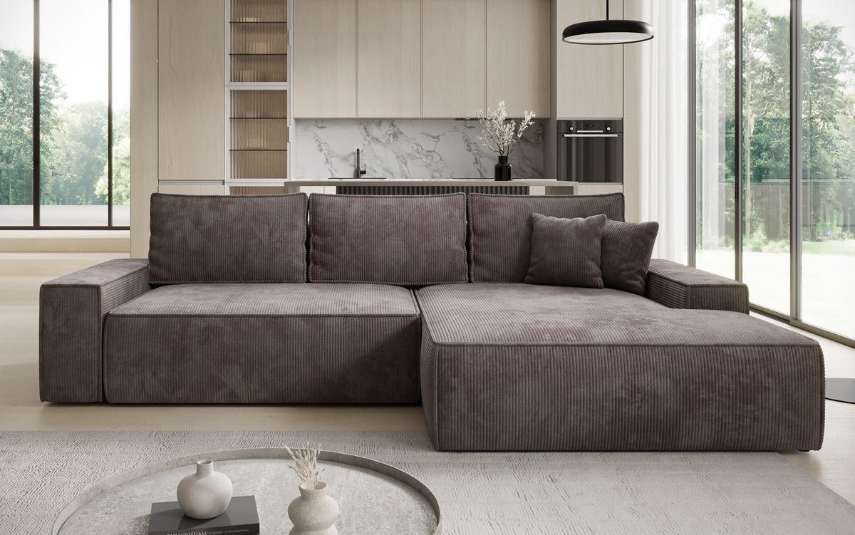 Luxusbetten24 Schlafsofa Designer Sofa Verona mit breiter Ottomane, mit Schlaffunktion und Stauraum – Bild 2 von 4