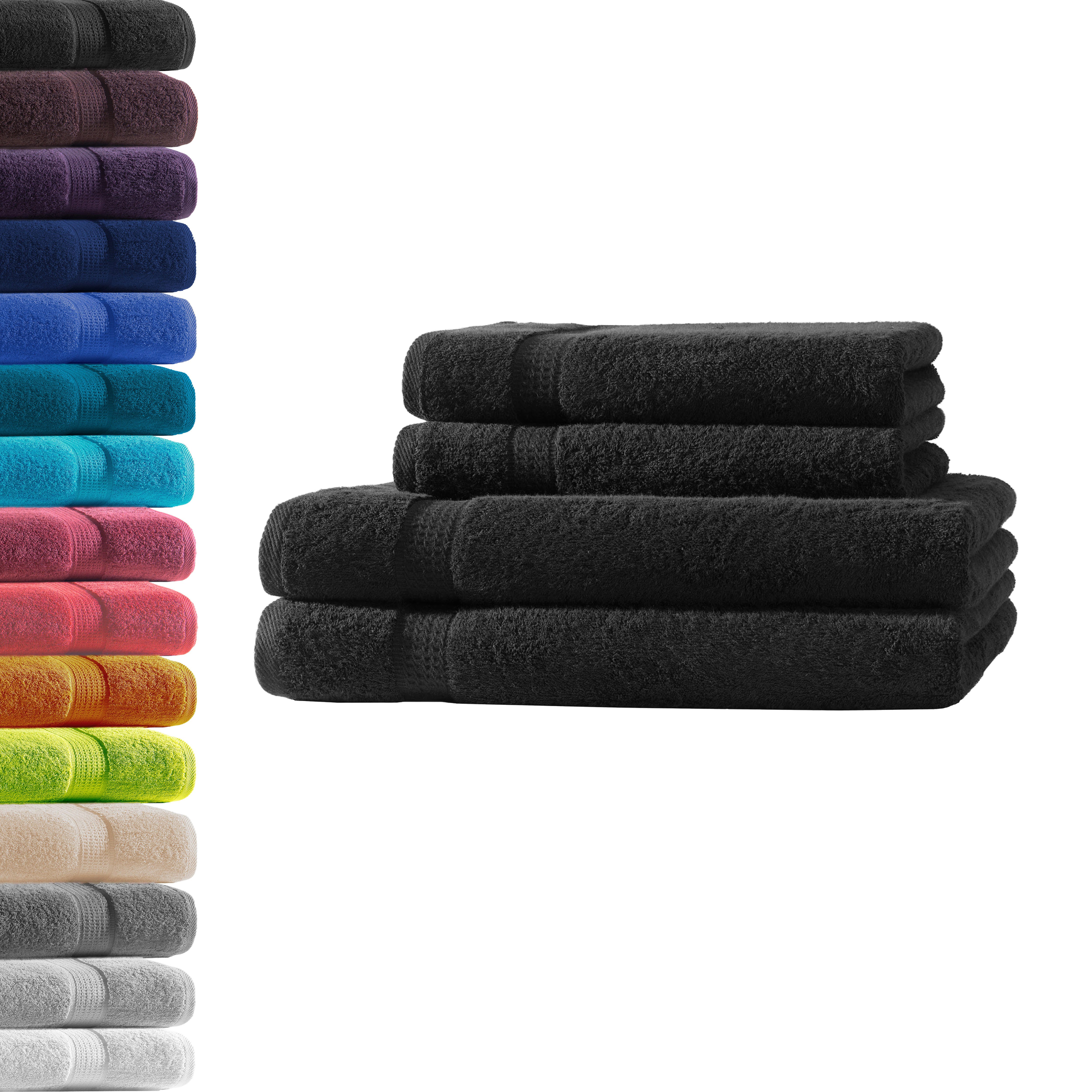 Hometex Premium Textiles Handtuch in Premium Qualität 500 g/m², Feinster Frottier-Stoff 100% Baumwolle, 2x Duschtuch + 2 Handtuch, weich, saugfähig, extra schwer & flauschig