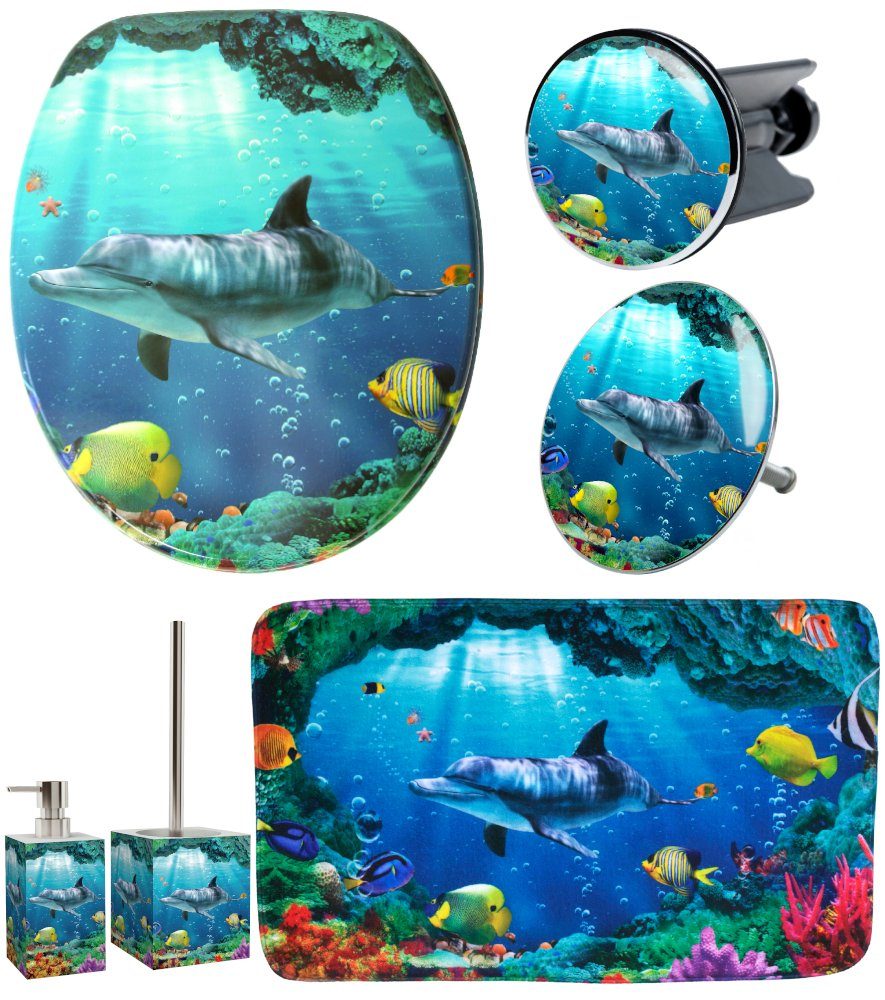Sanilo Badaccessoire-Set 6-teilig Delphin Korallen, WC-Sitz günstig online kaufen